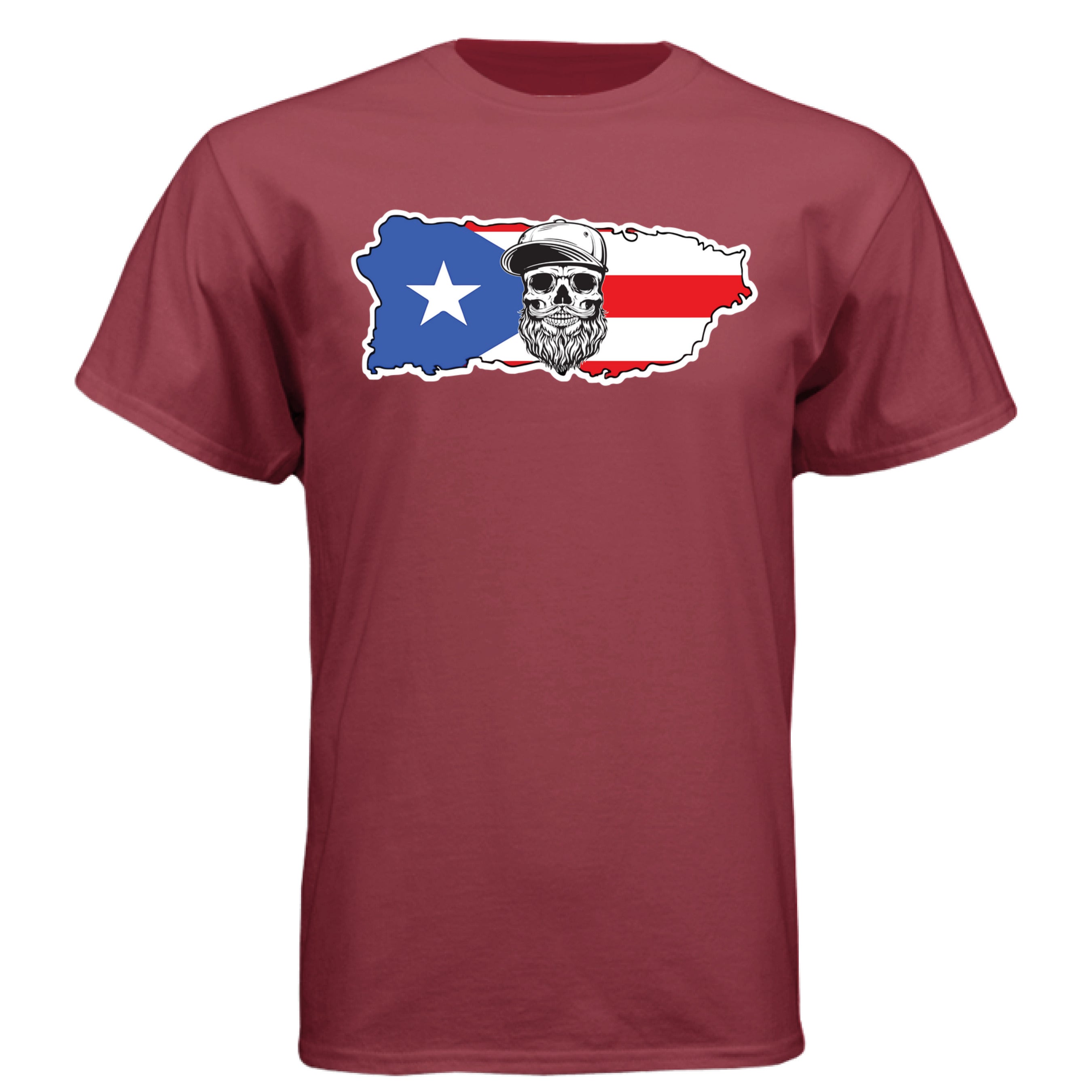 Puerto Rico Bearded Skull Tee Island Pride Bearded Power