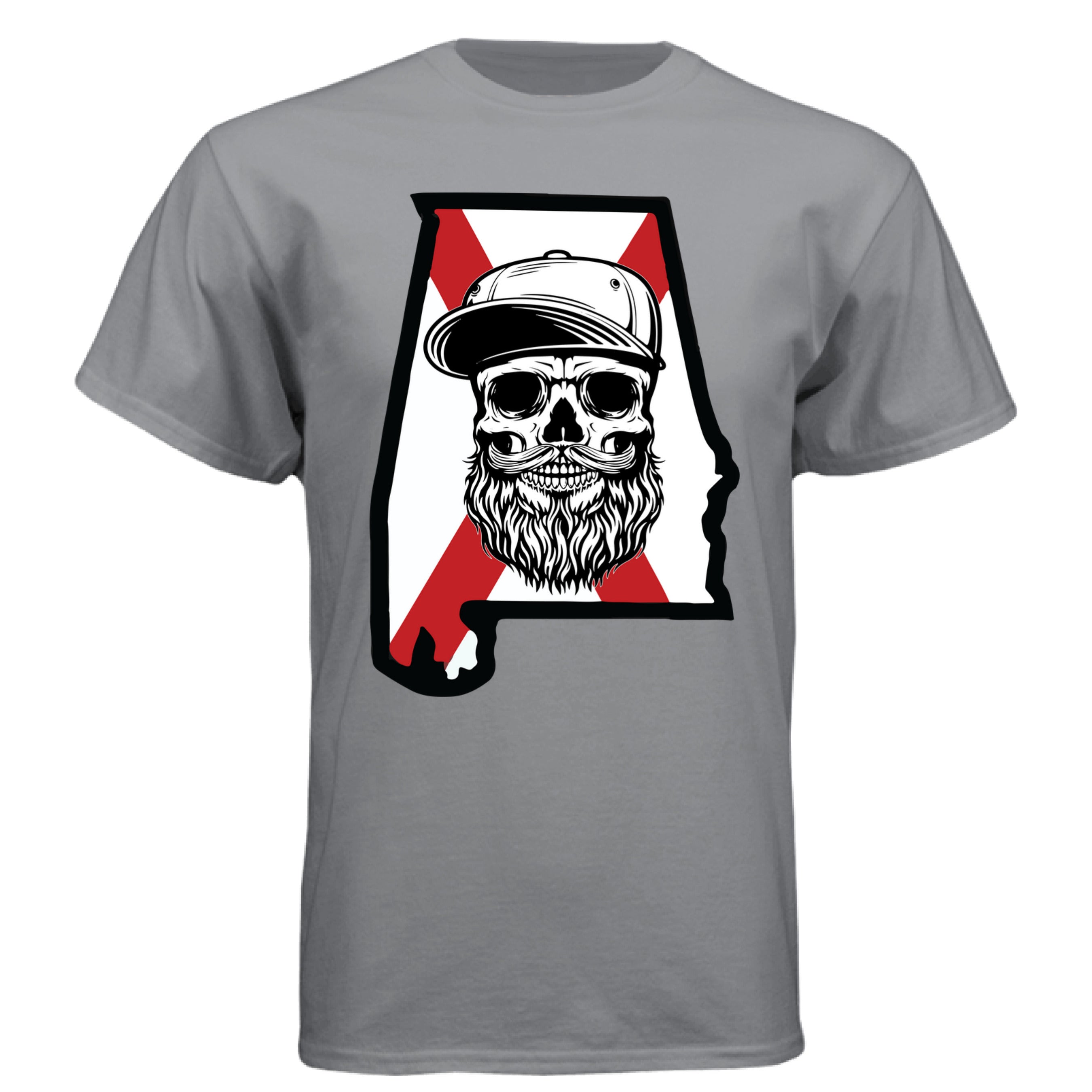 Alabama Bearded Skull T-Shirt – Southern Pride for the Bearded Legend Graphite - FRONT