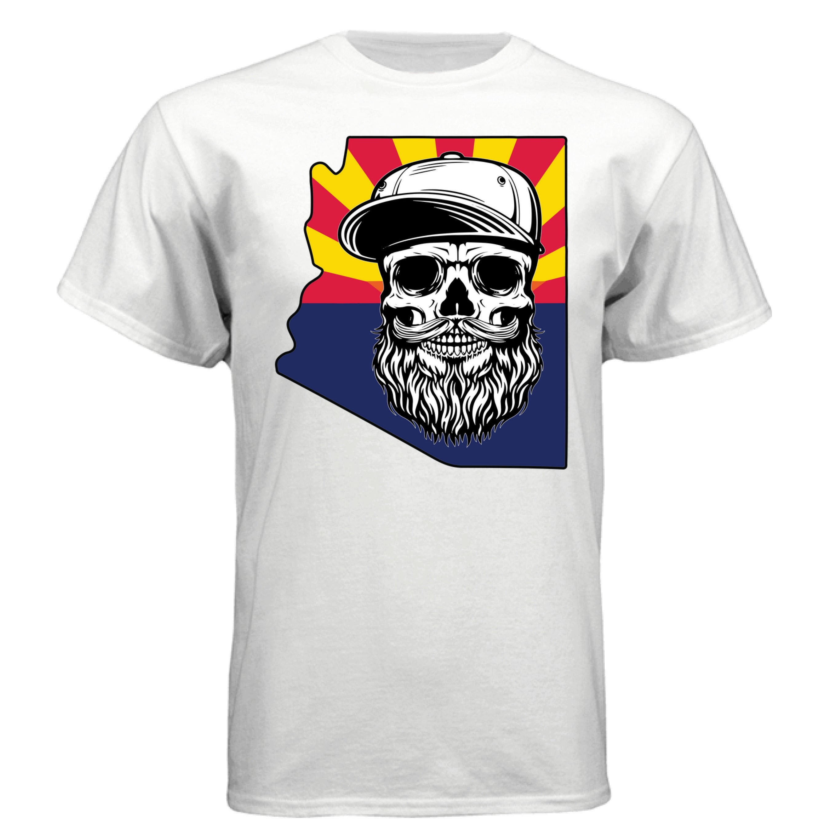 Arizona Bearded Skull T-Shirt – Desert Vibes for the Bearded Rebel WHITE - FRONT