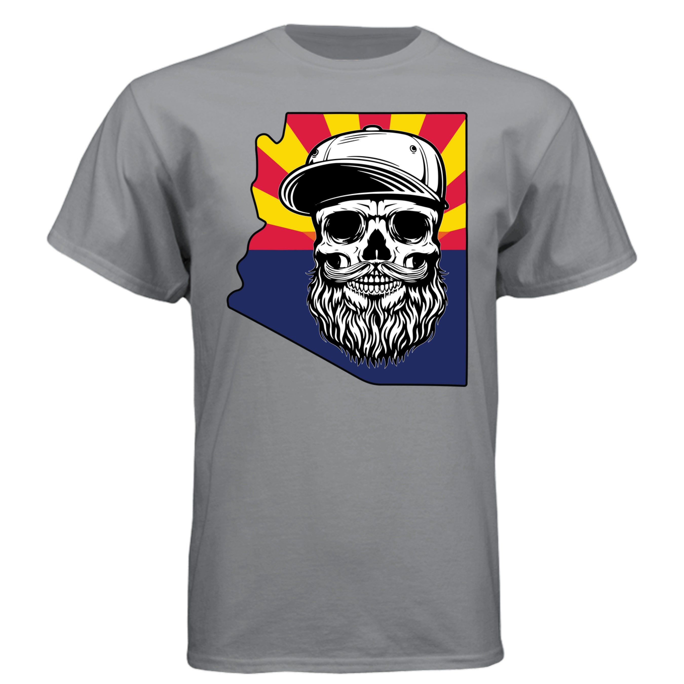 Arizona Bearded Skull T-Shirt – Desert Vibes for the Bearded Rebel Graphite - FRONT