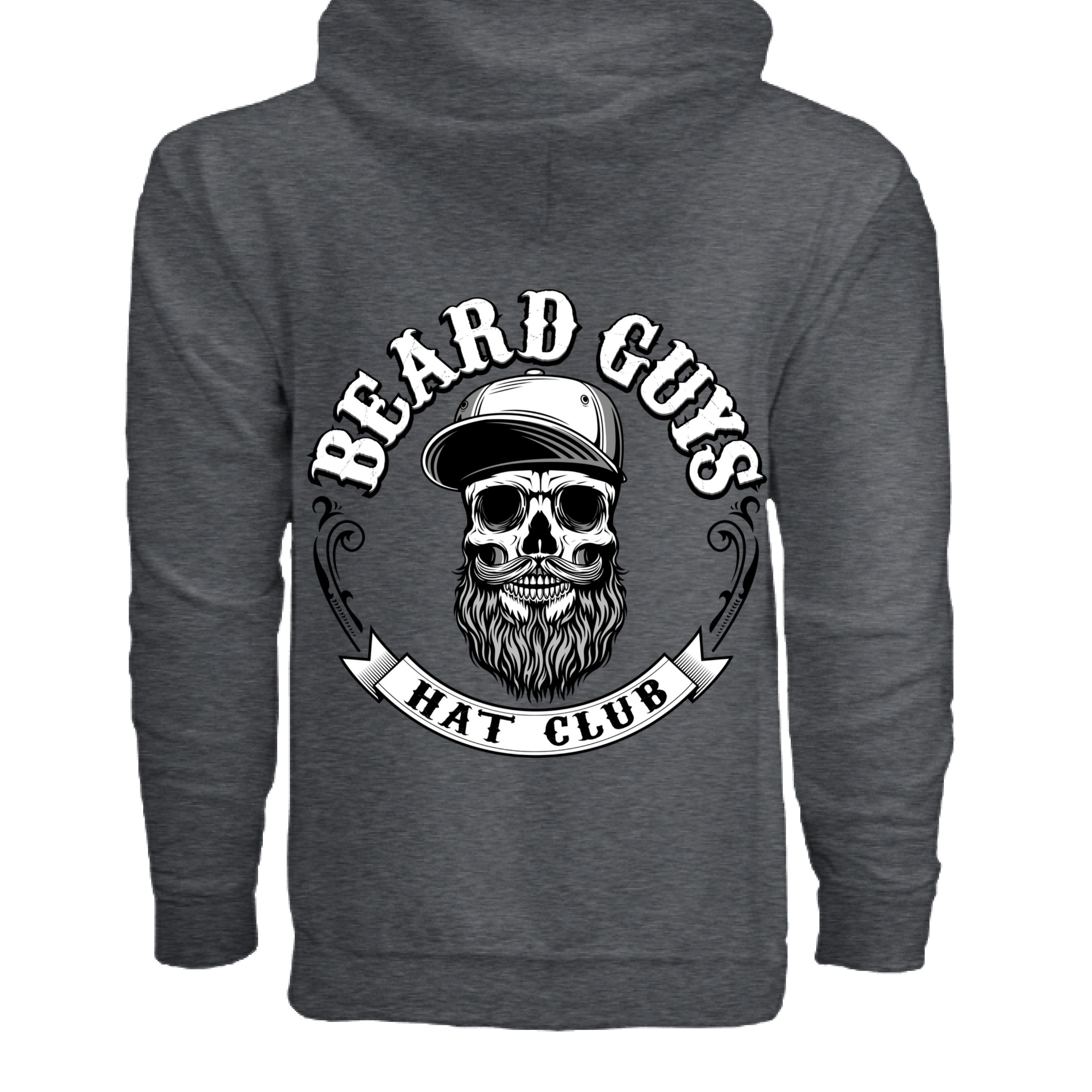 Beard Guys Hat Club Zip-Up Hoodie – Stay Warm, Stay Bearded DARK HEATHER - BACK
