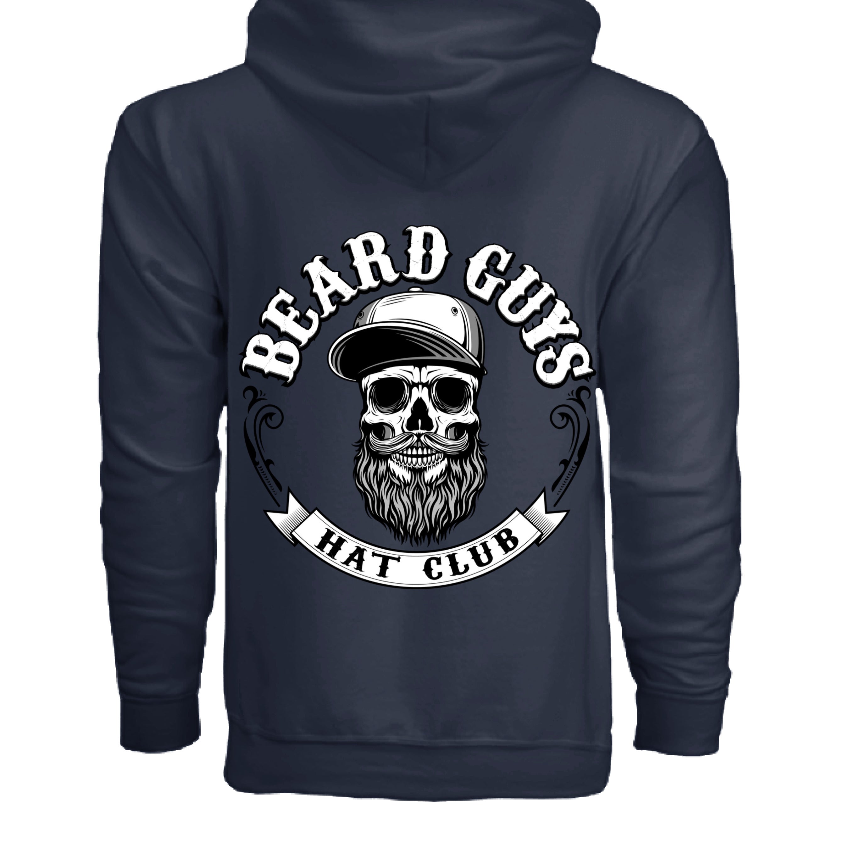 Beard Guys Hat Club Zip-Up Hoodie – Stay Warm, Stay Bearded NAVY - BACK