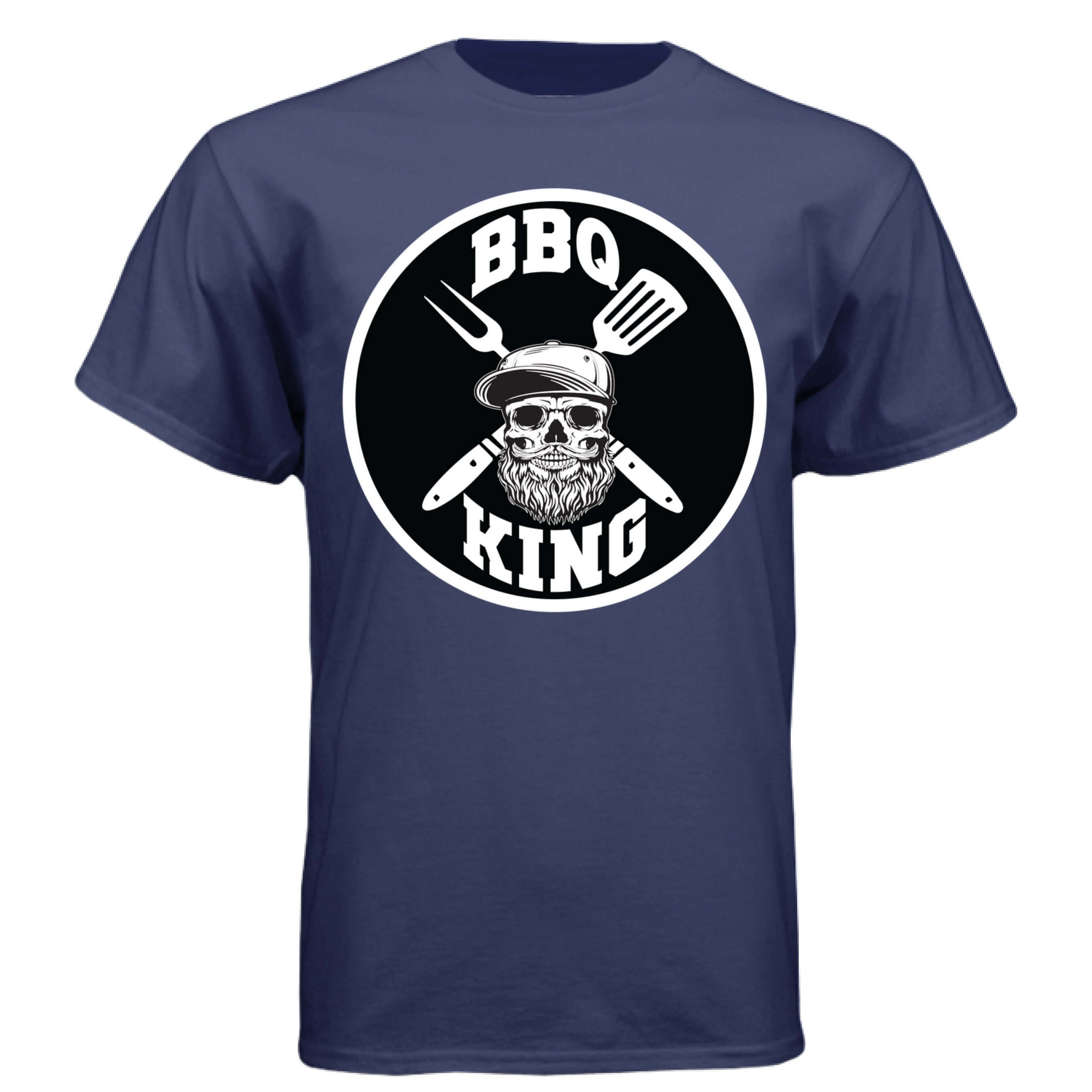Bearded BBQ King Tee Shirt Great For Cooks With Beards NAVY - FRONT