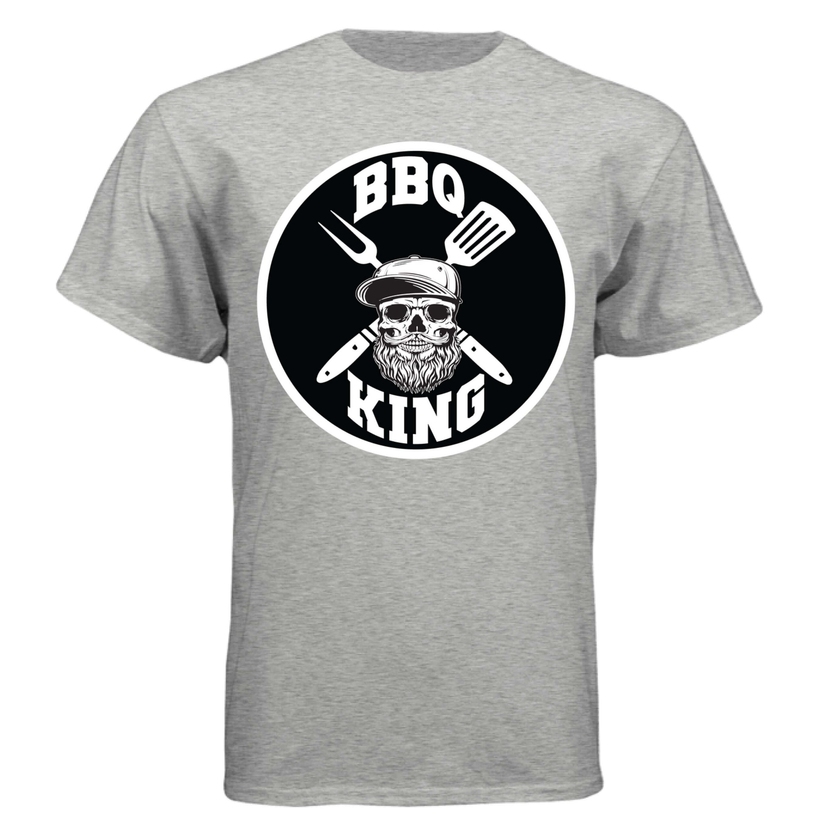 Bearded BBQ King Tee Shirt Great For Cooks With Beards LIGHT STEEL - FRONT