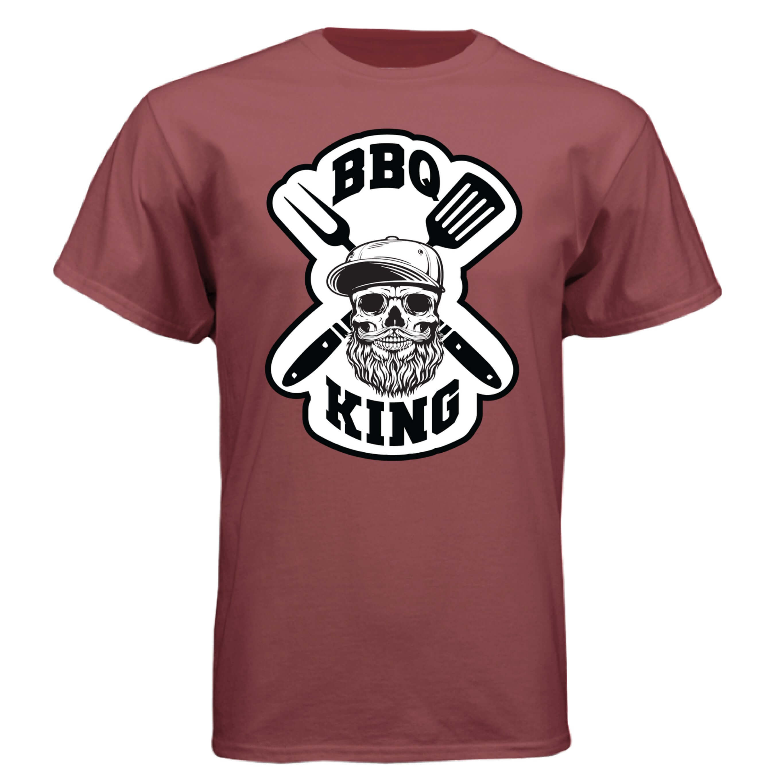 Bearded Bbq King Tee Shirt For The Bearded Grill Master MAROON - FRONT