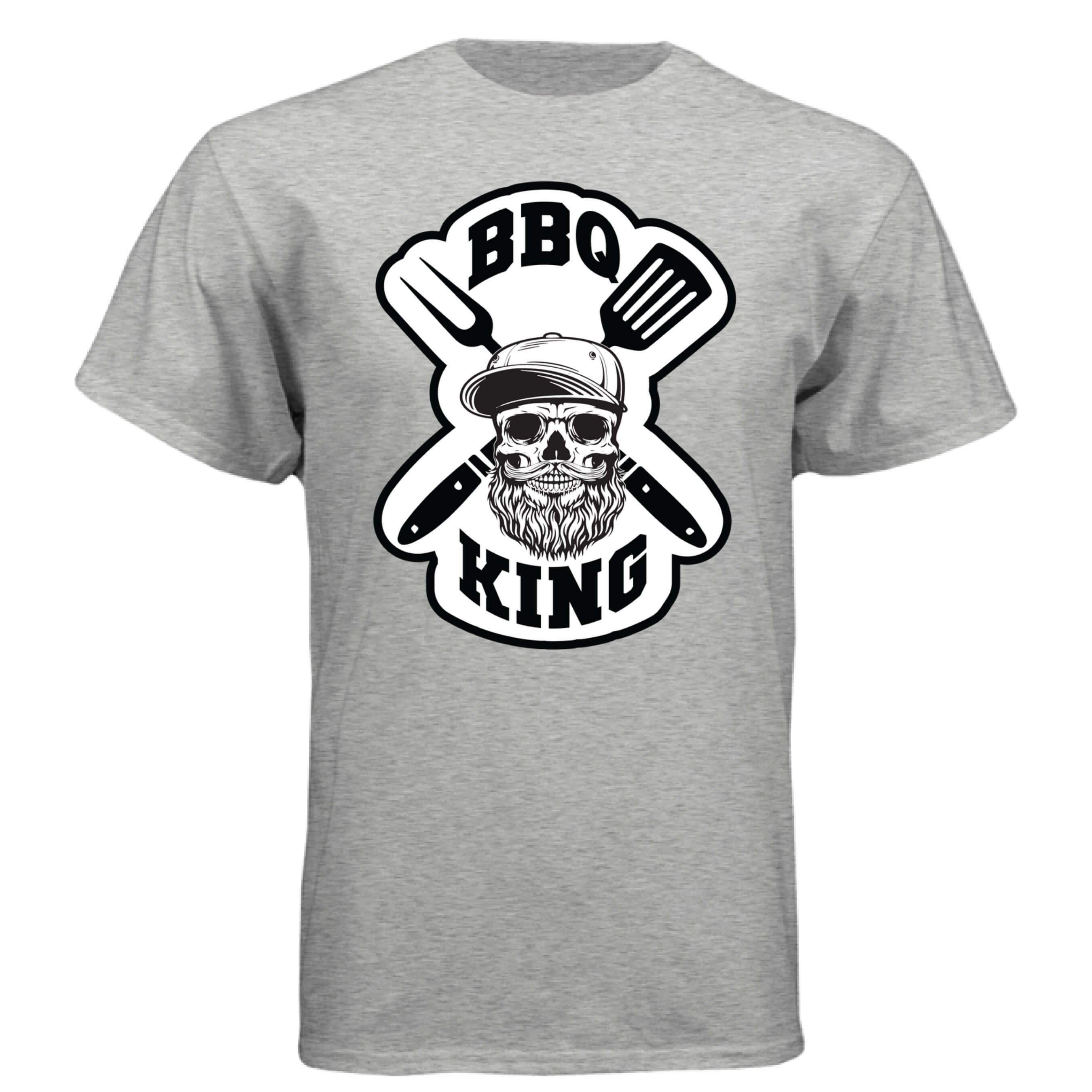 Bearded Bbq King Tee Shirt For The Bearded Grill Master LIGHT STEEL - FRONT