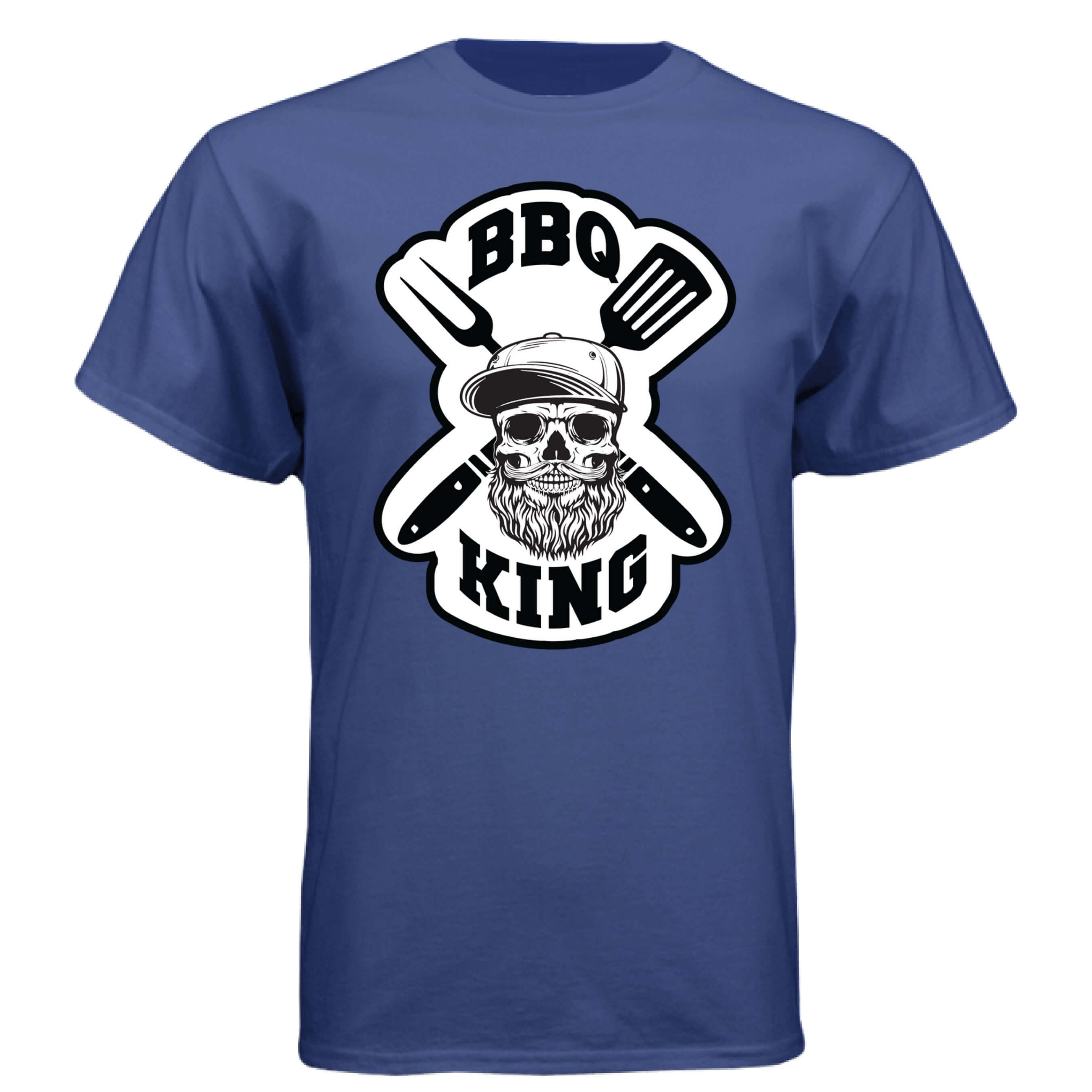 Bearded Bbq King Tee Shirt For The Bearded Grill Master DEEP ROYAL - FRONT