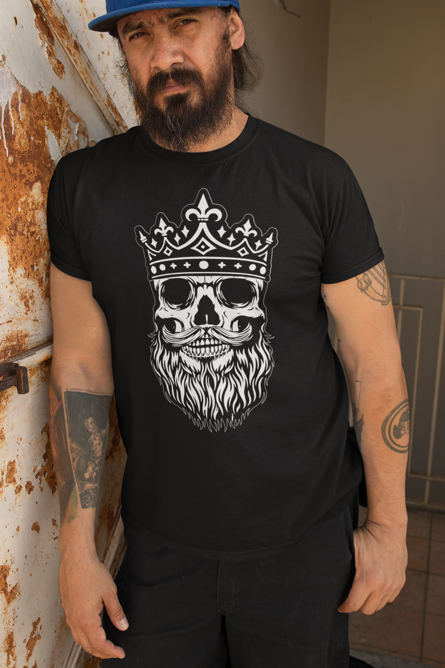 Bearded King Skull Hanes Tee Shirt
