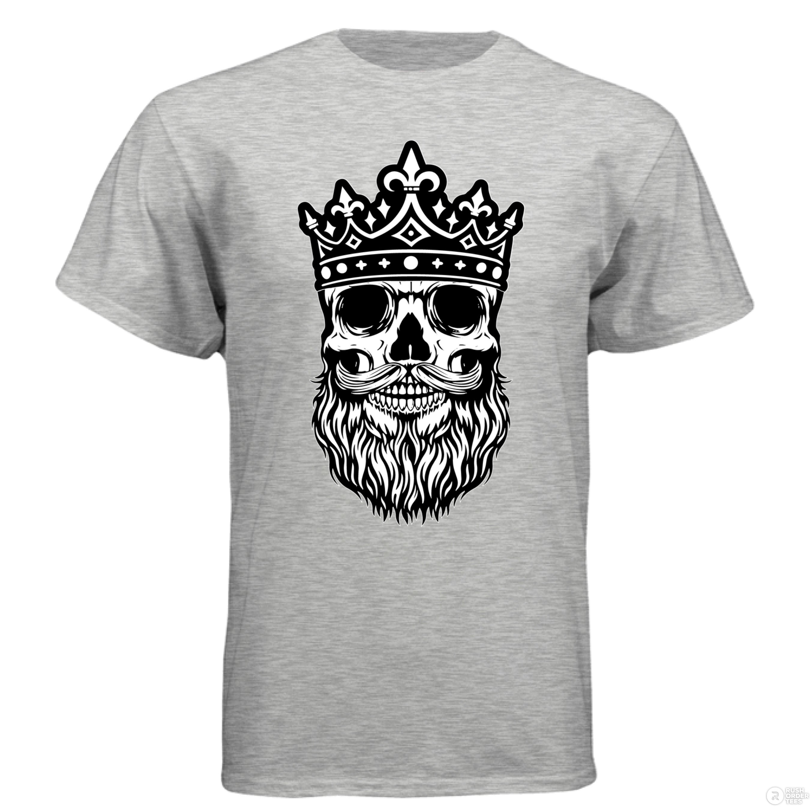 Bearded King Skull Hanes Tee Shirt ASH - FRONT