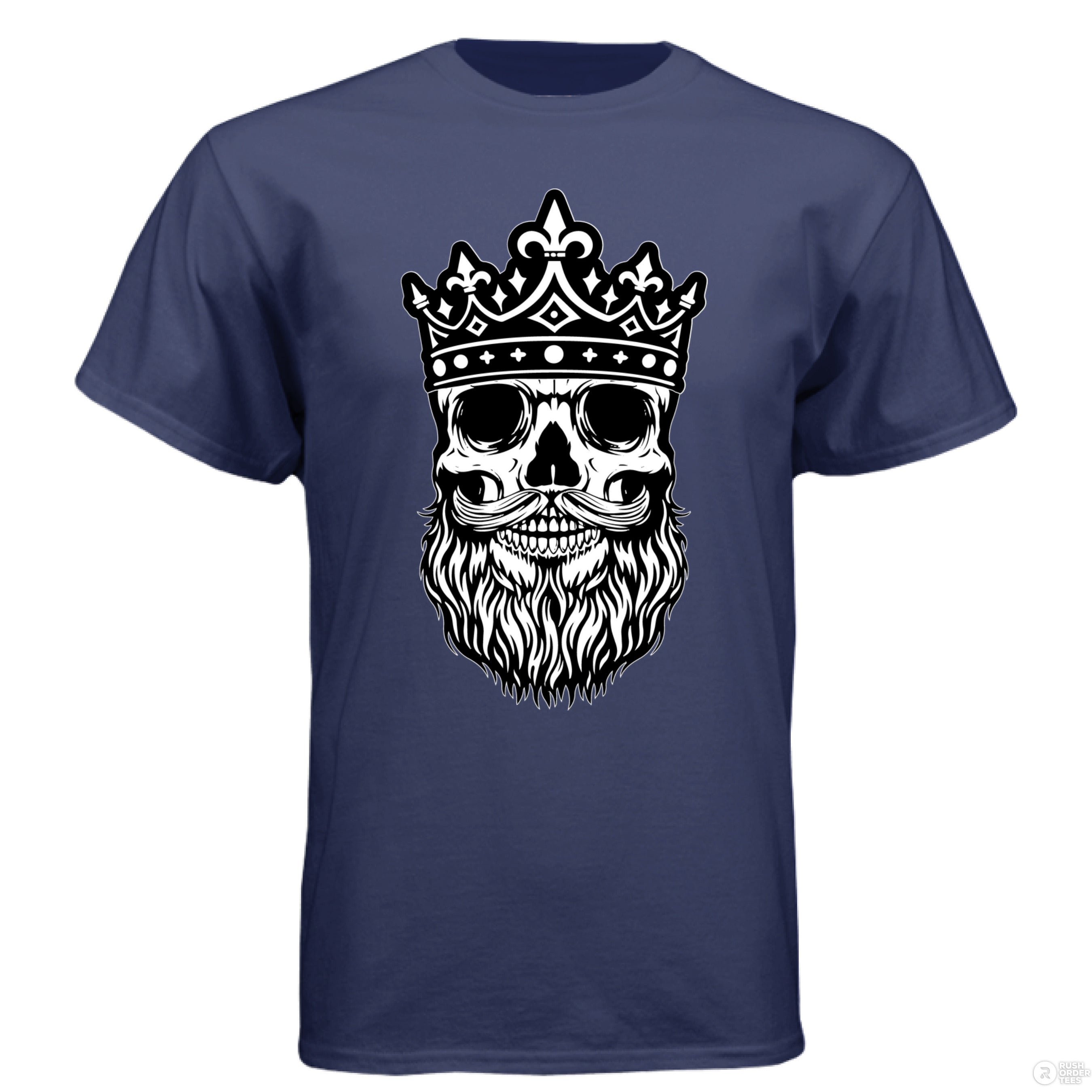 Bearded King Skull Hanes Tee Shirt NAVY - FRONT