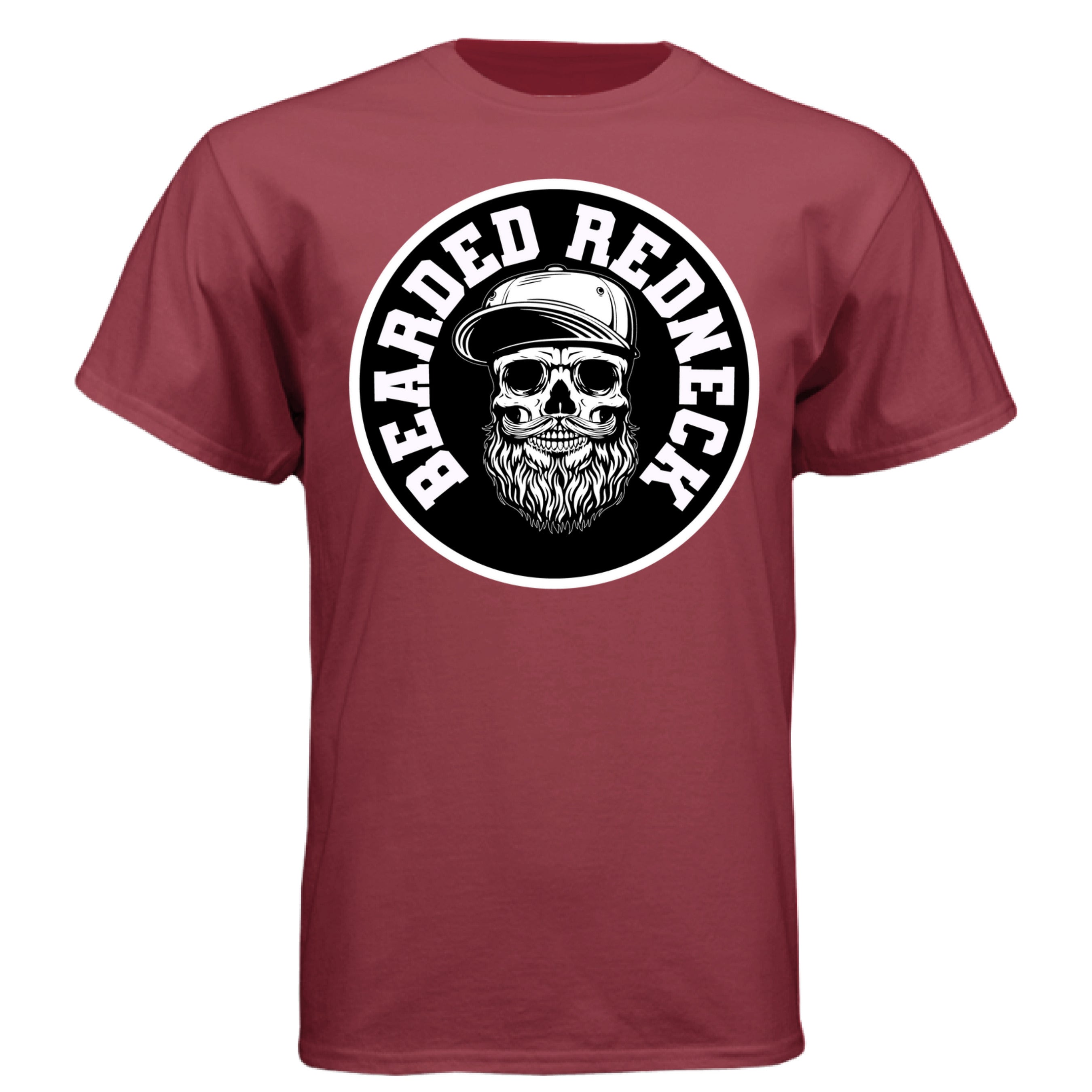 Bearded Redneck Skull Hanes Tee Shirt – Rugged Beard Graphic T-Shirt for Country Pride & Everyday Wear Athletic Cardinal - FRONT