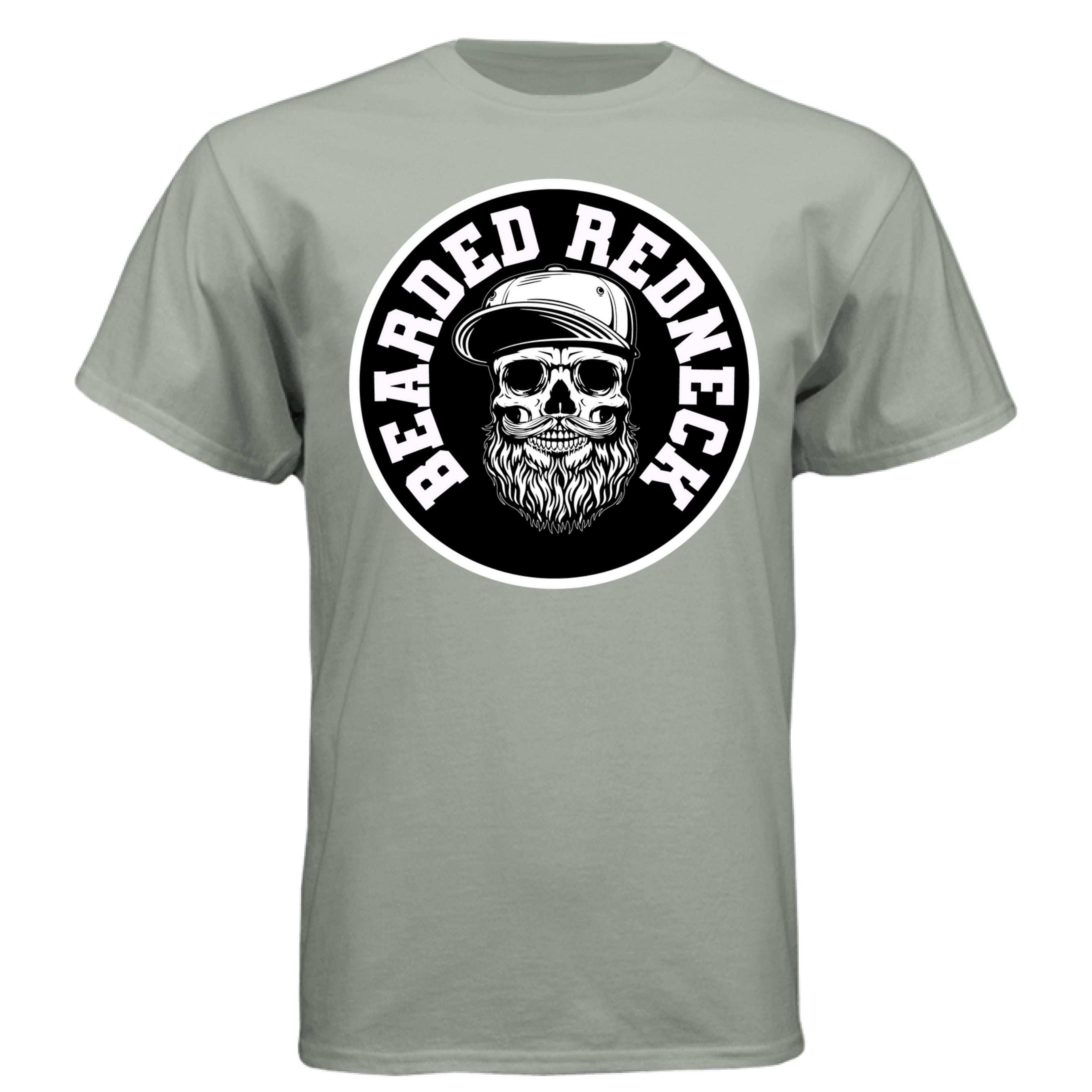 Bearded Redneck Skull Hanes Tee Shirt – Rugged Beard Graphic T-Shirt for Country Pride & Everyday Wear Stonewashed Green - FRONT