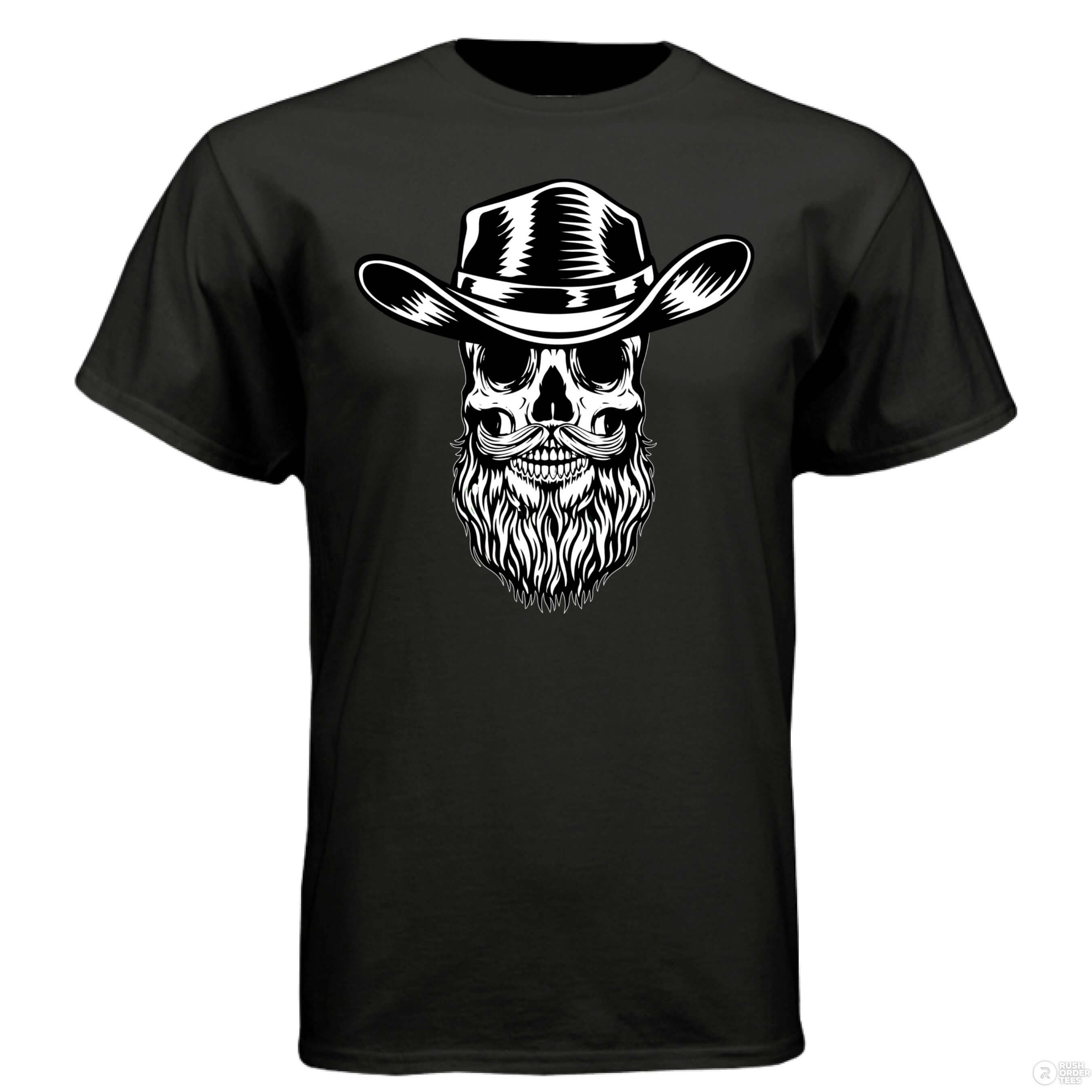 Bearded Skull Cowboy Hanes Tee Shirt BLACK - FRONT