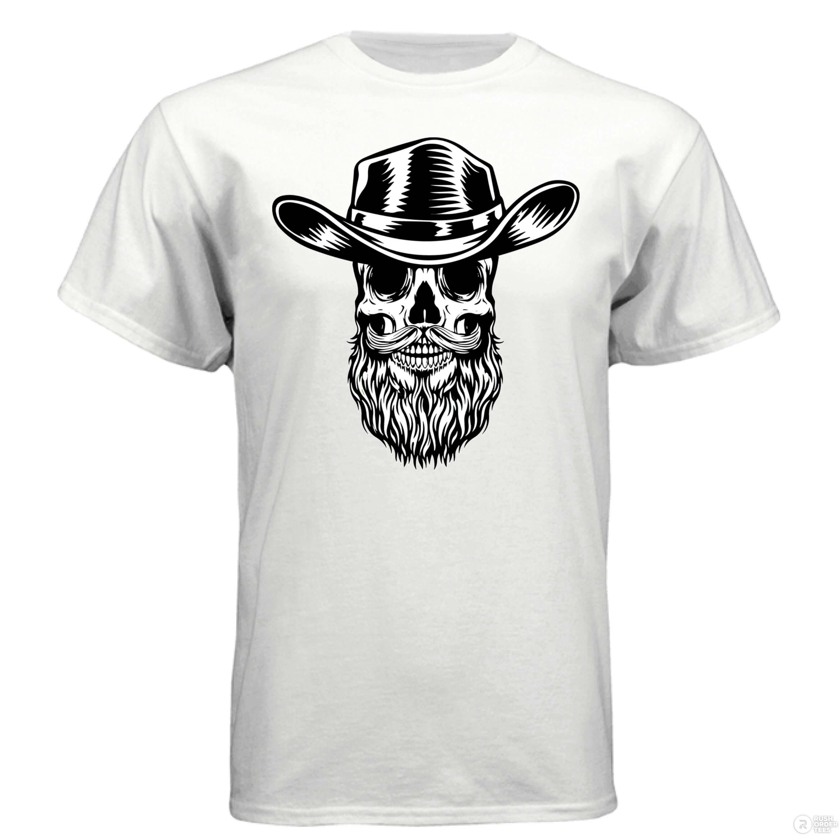Bearded Skull Cowboy Hanes Tee Shirt WHITE - FRONT
