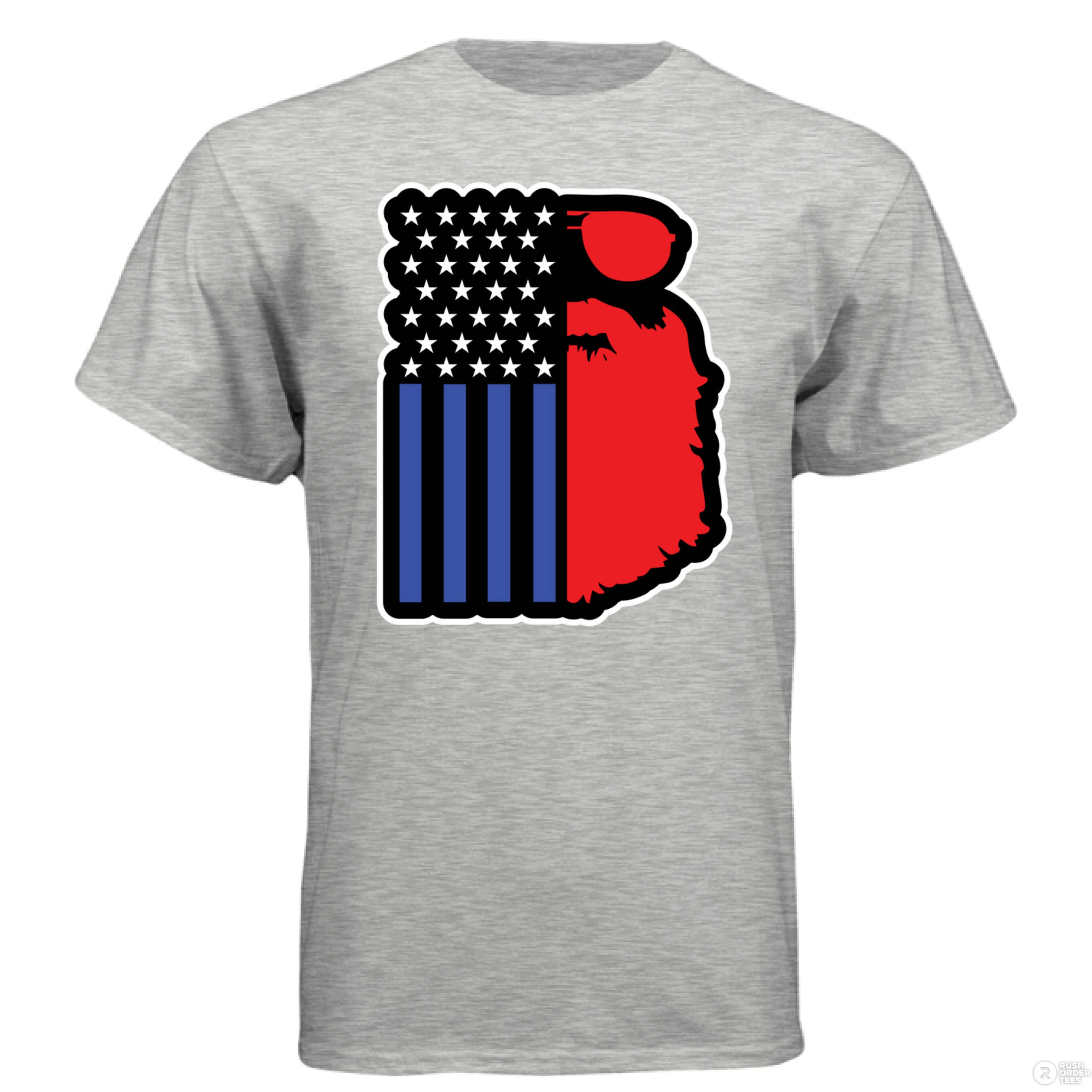 Bearded USA Flag Hanes Tee Shirt ASH - FRONT