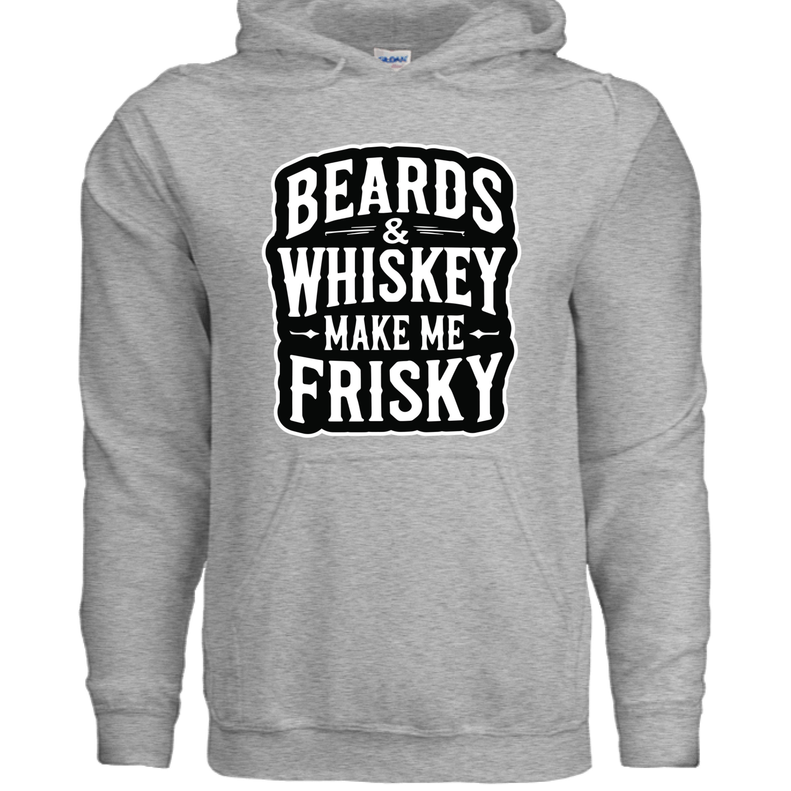 Beards & Whiskey Make Me Frisky Ladies Gildan Hoodie SPORT GREY - FRONT