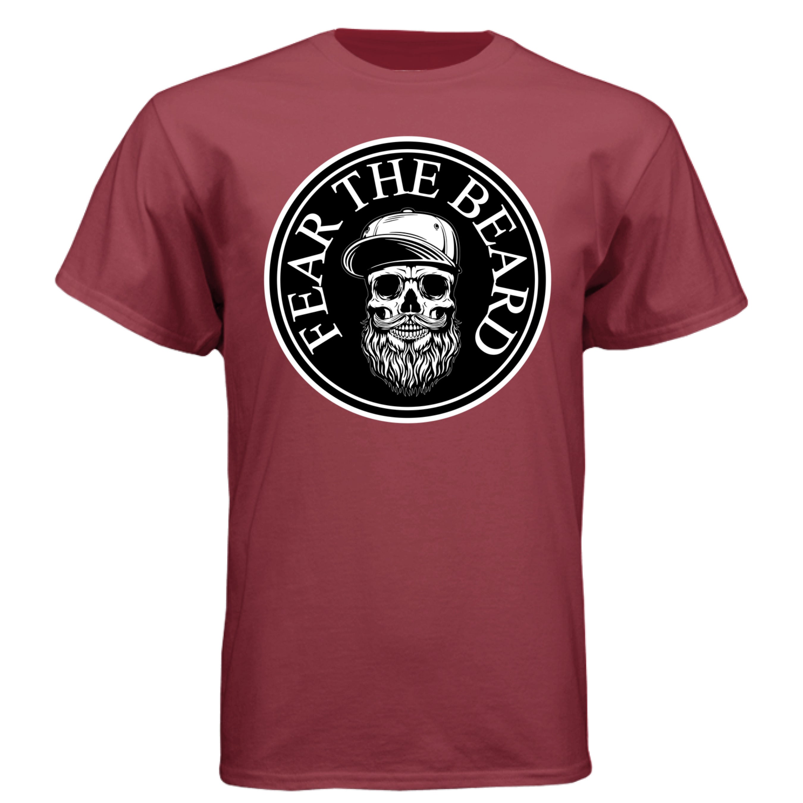 Fear The Beard Hanes Tee Shirt Perfect Gift for Beard Lovers Athletic Cardinal - FRONT