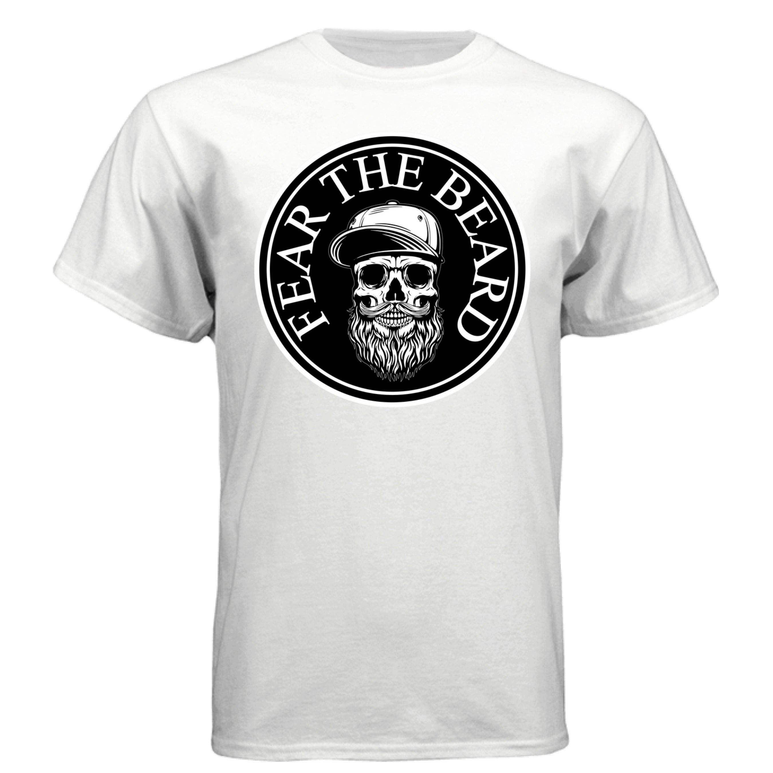 Fear The Beard Hanes Tee Shirt Perfect Gift for Beard Lovers WHITE - FRONT