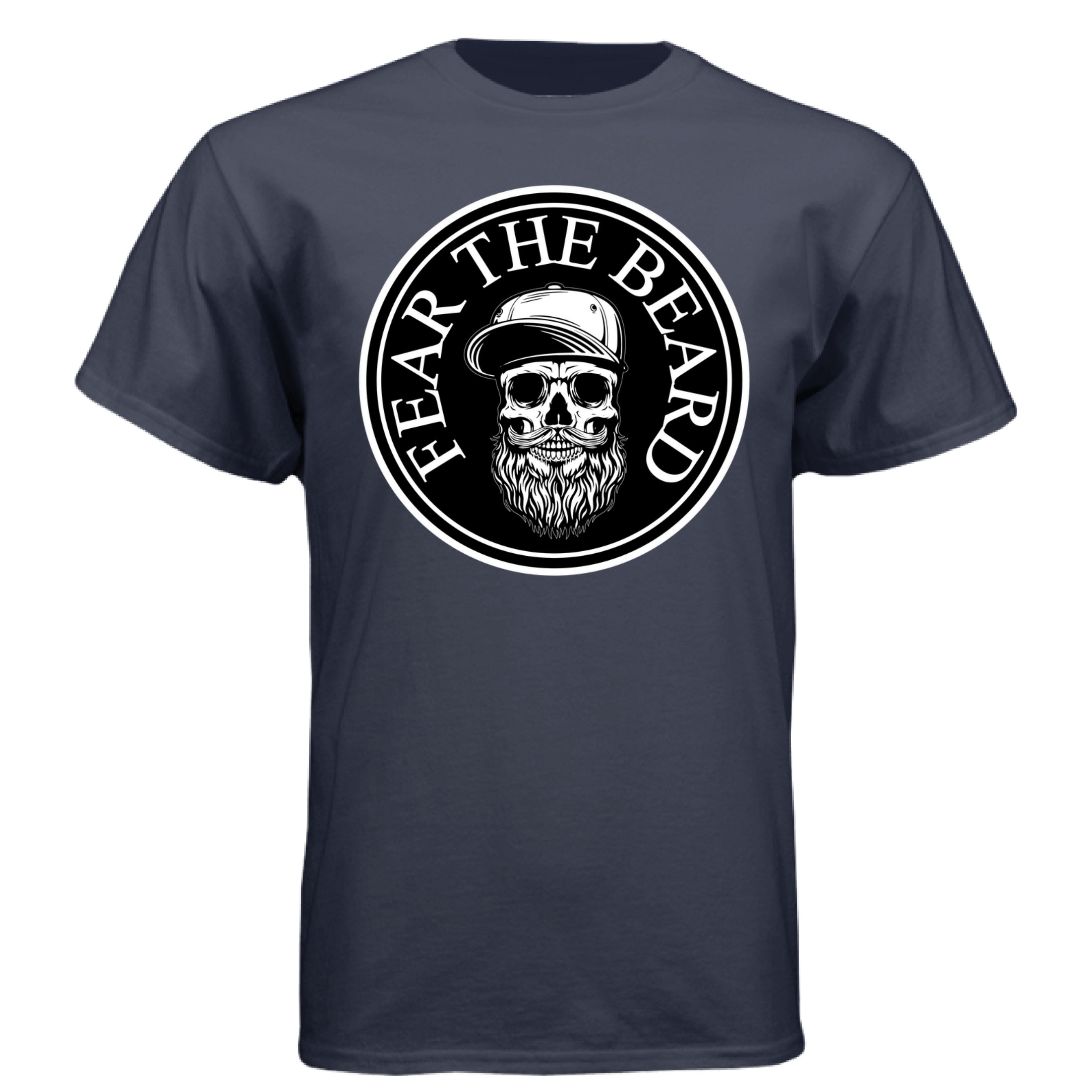 Fear The Beard Hanes Tee Shirt Perfect Gift for Beard Lovers Athletic Navy - FRONT