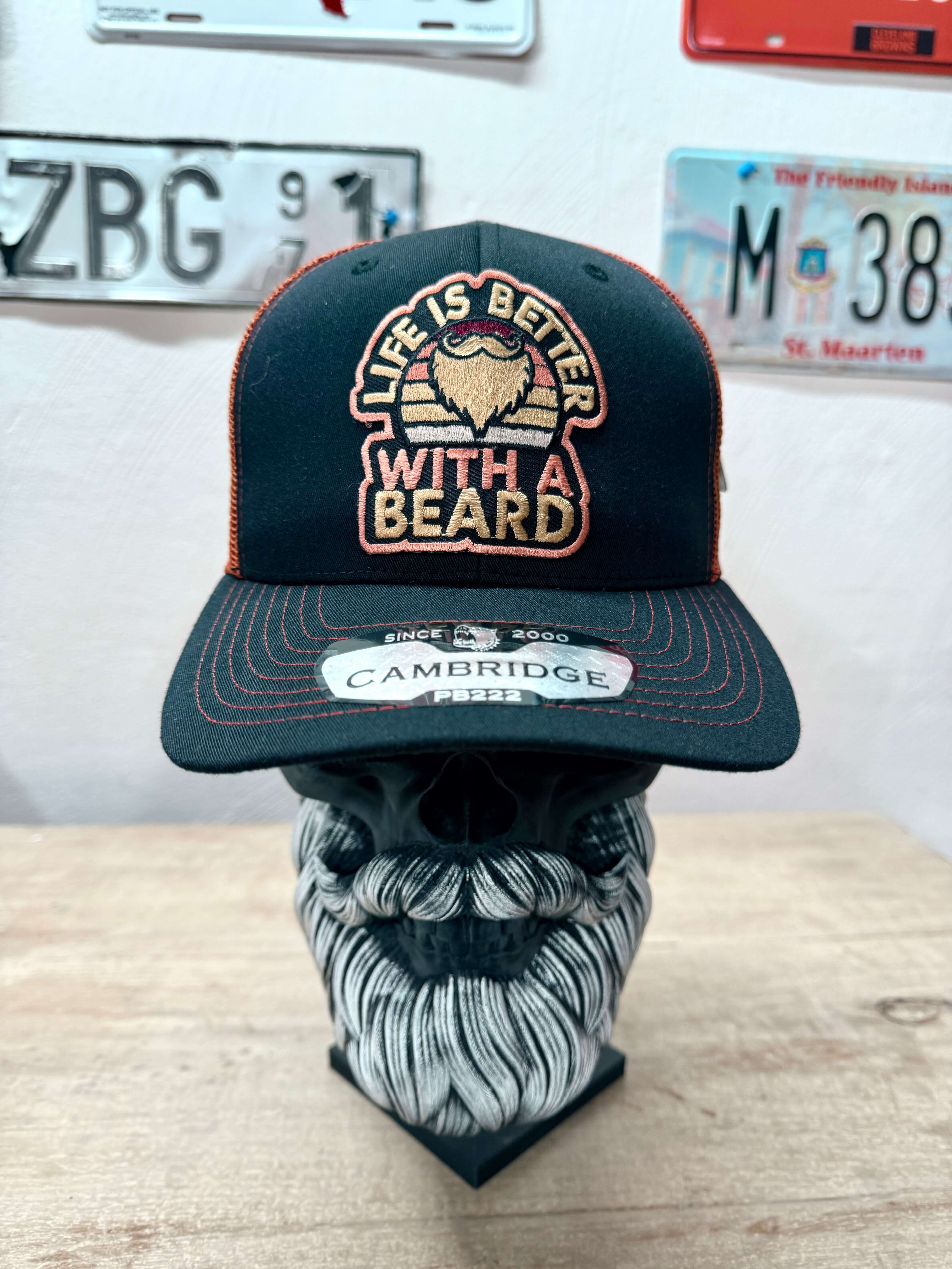 Live Is Better With A Beard Trucker Hat Snap Back Cap Front view