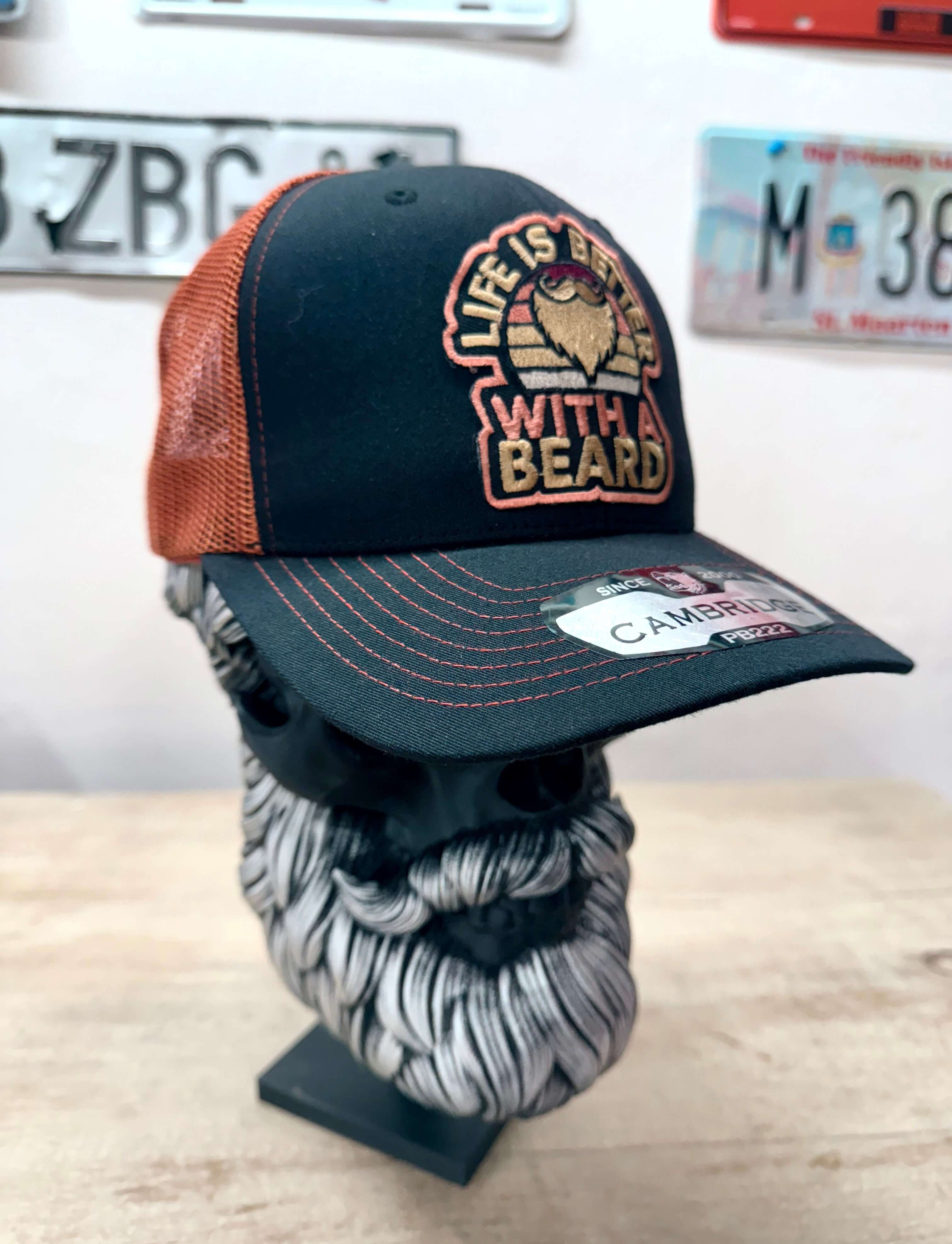 Live Is Better With A Beard Trucker Hat Snap Back Cap, Front view