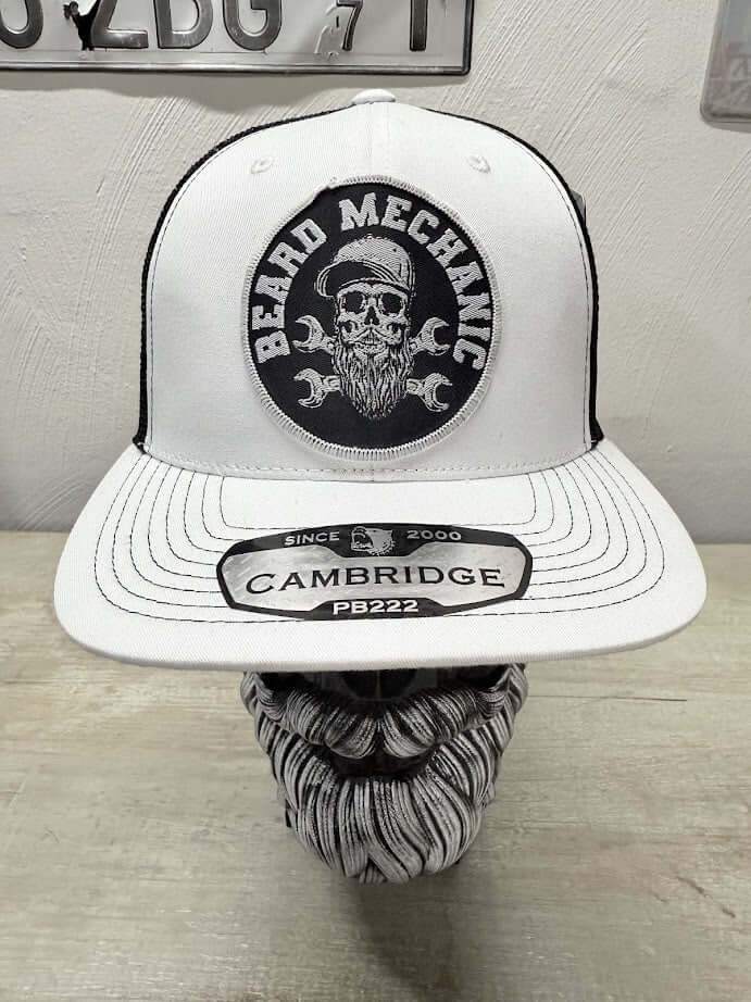 Beard Skull Embroidered Patch Mechanic Trucker Hat - Fun Gift for Beard Enthusiasts - Gift for Beard Lovers -Comes With A Free Beard Sticker (Copy)