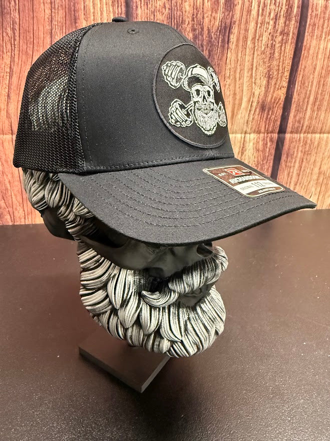 Bearded Skull Weightlifting Beard Skull Workout Trucker Hat Beard Guys Hat Club