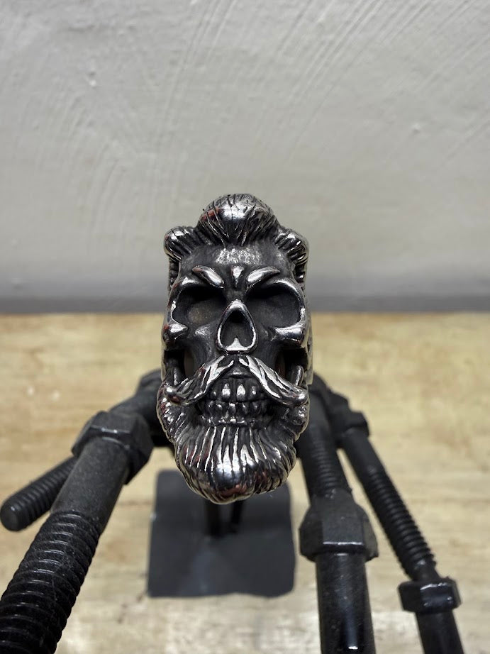 Bearded Skull Guy Men's Ring, detailed stainless steel skull design with a beard, perfect for edgy style.