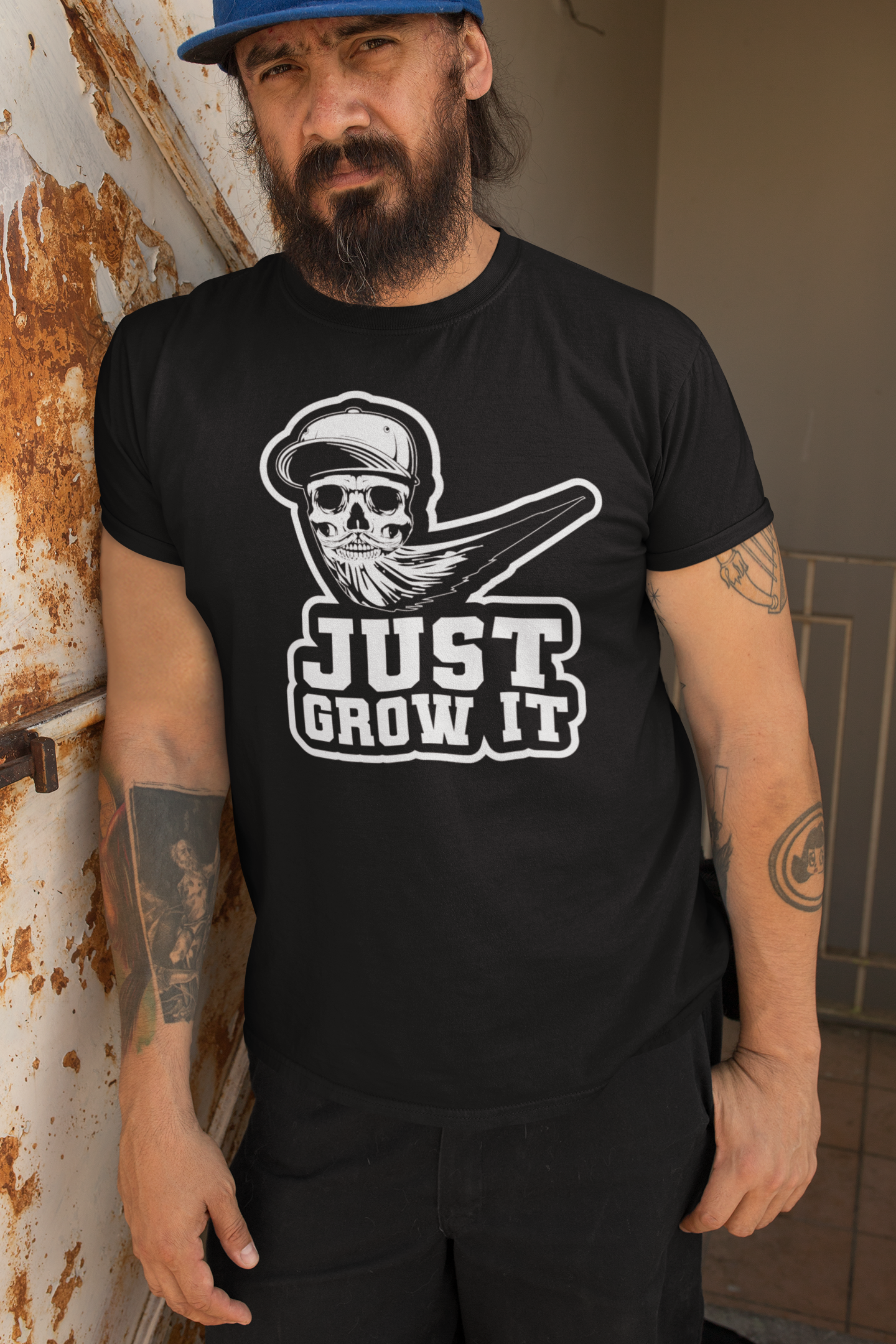 Just Grow It Funny Beard Hanes Tee Shirt