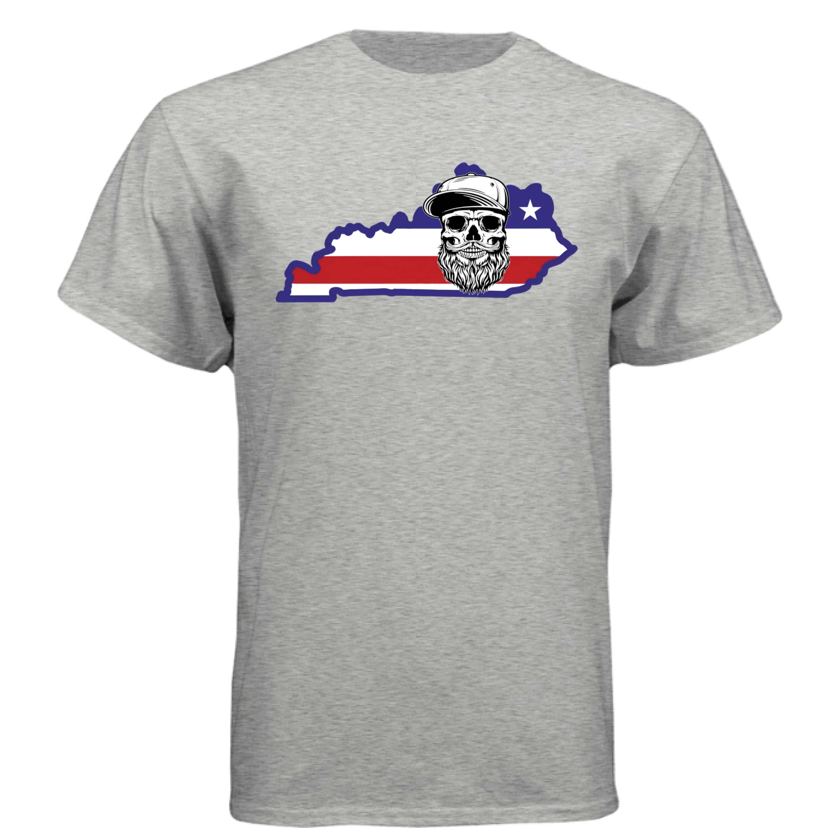 Kentucky Bearded Skull Pride T-Shirt – Bold Style for True Beard Lovers  LIGHT STEEL - FRONT