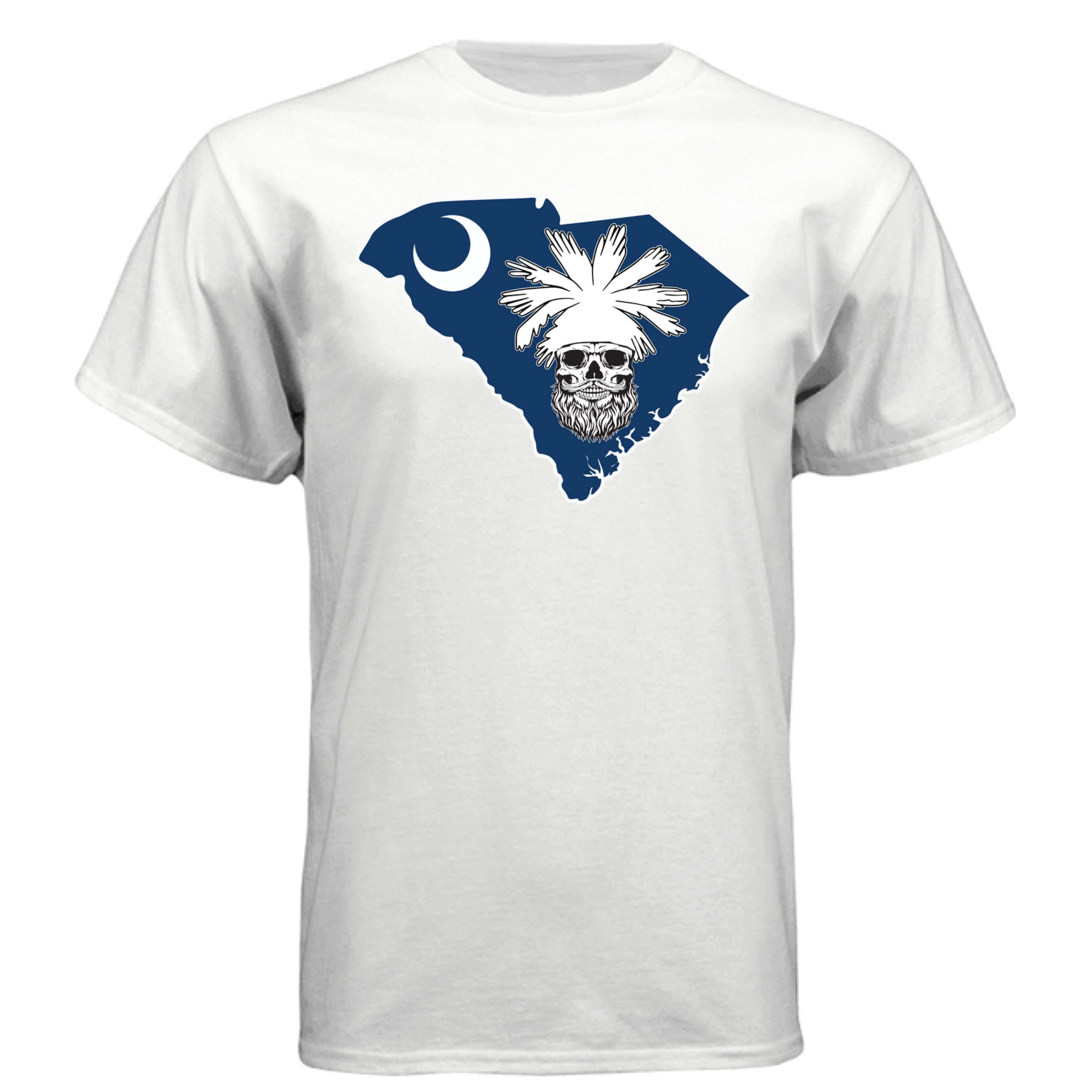 South Carolina Bearded Skull Tee – Palmetto Pride for the Bearded Brotherhood WHITE - FRONT