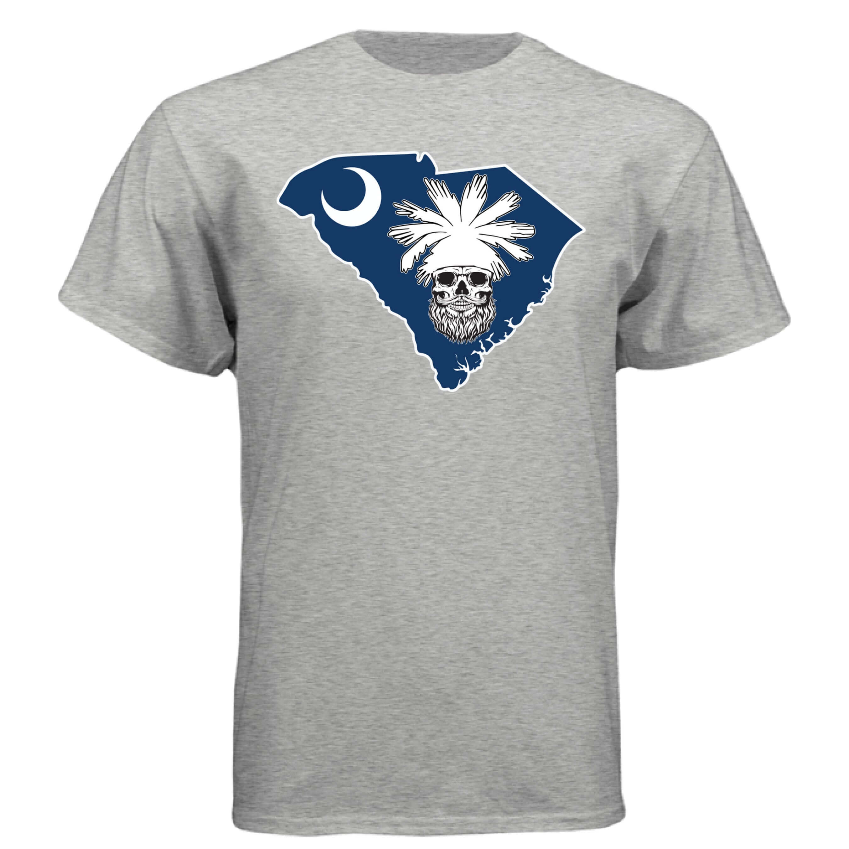 South Carolina Bearded Skull Tee – Palmetto Pride for the Bearded Brotherhood LIGHT STEEL - FRONT