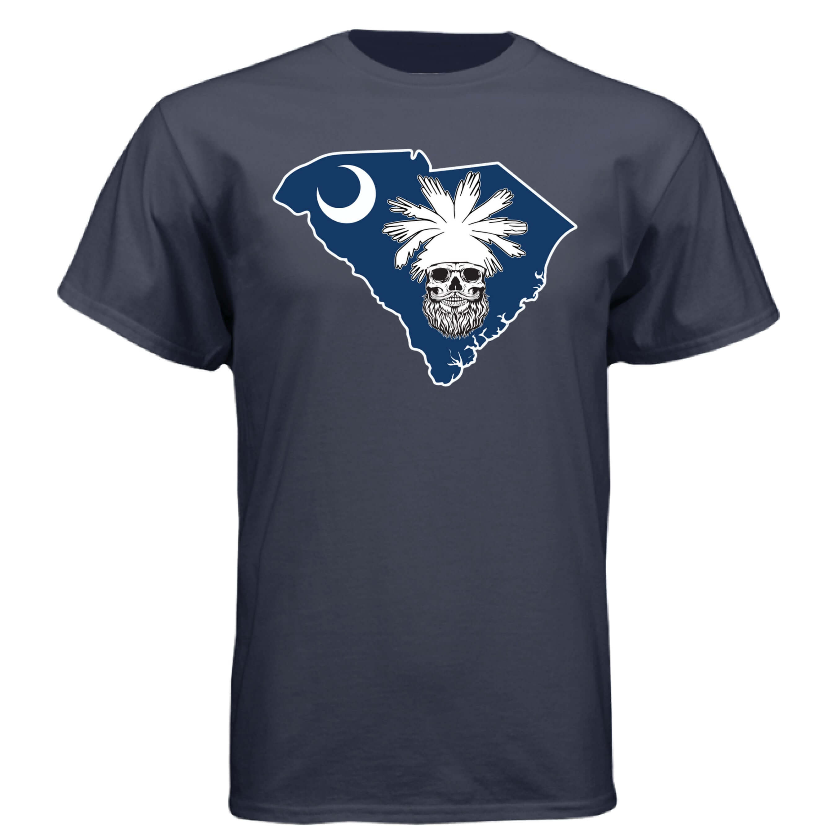 South Carolina Bearded Skull Tee – Palmetto Pride for the Bearded Brotherhood Athletic Navy - FRONT