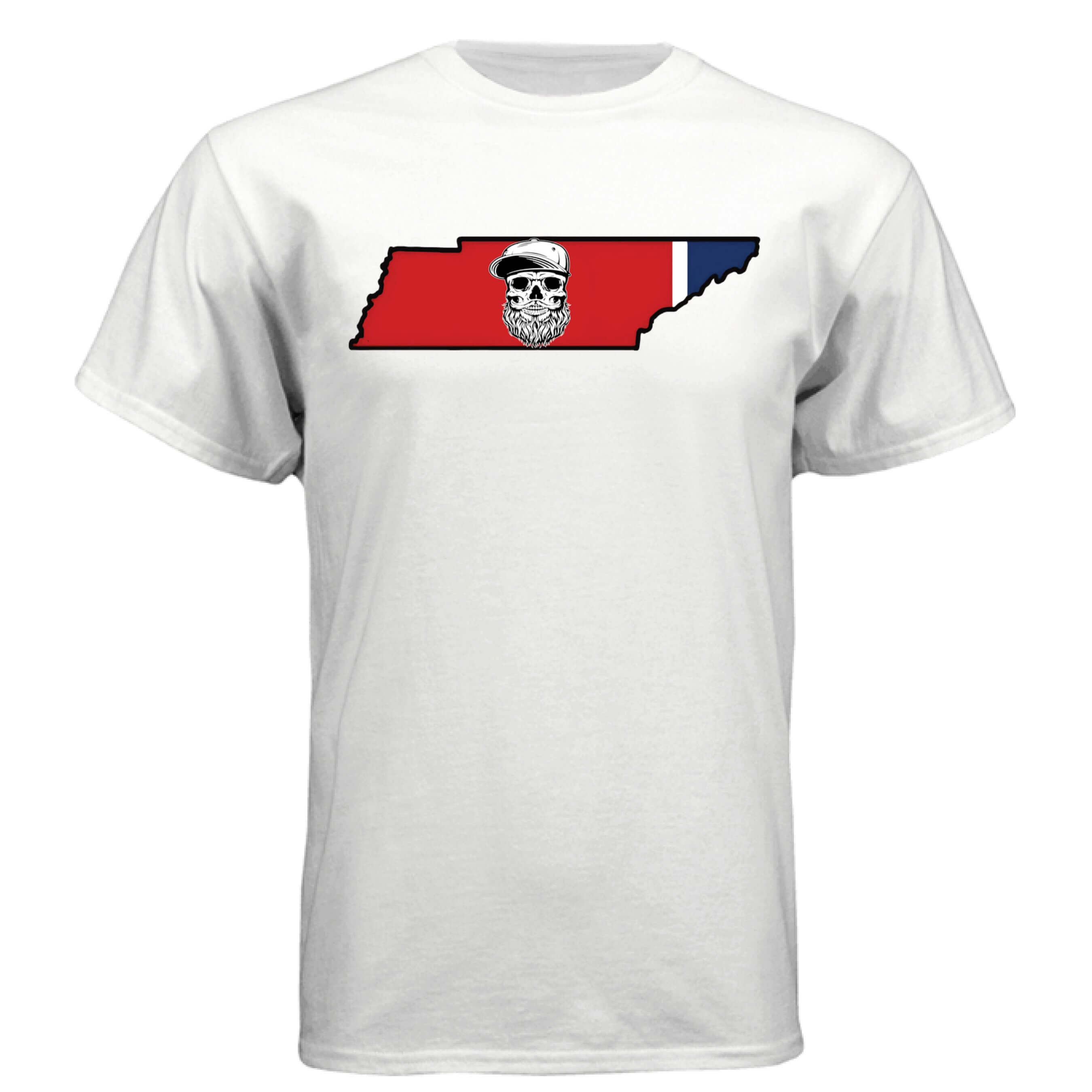 Tennessee Bearded Skull State Tee – Southern Grit, Bearded Glory WHITE - FRONT