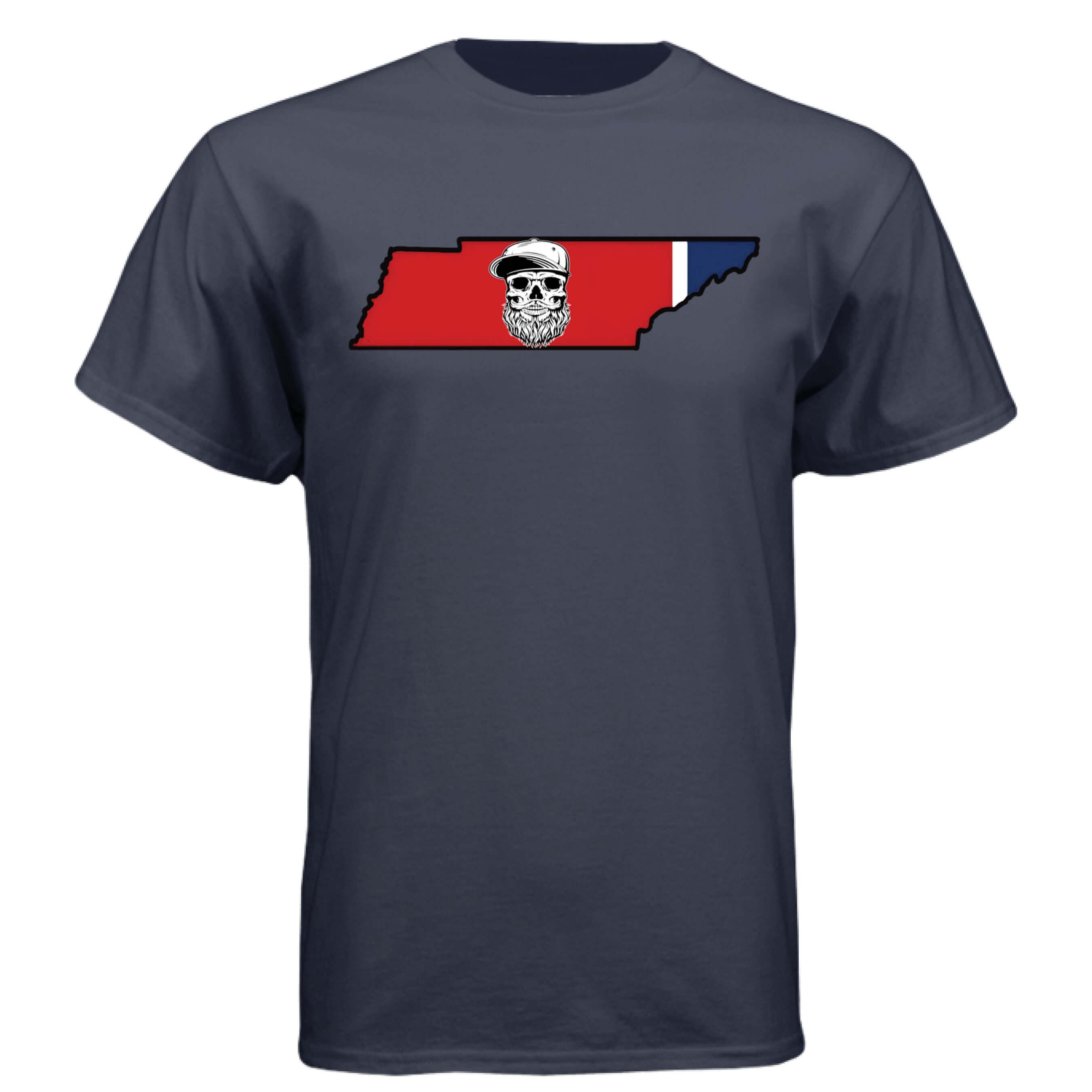 Tennessee Bearded Skull State Tee – Southern Grit, Bearded Glory Athletic Navy - FRONT