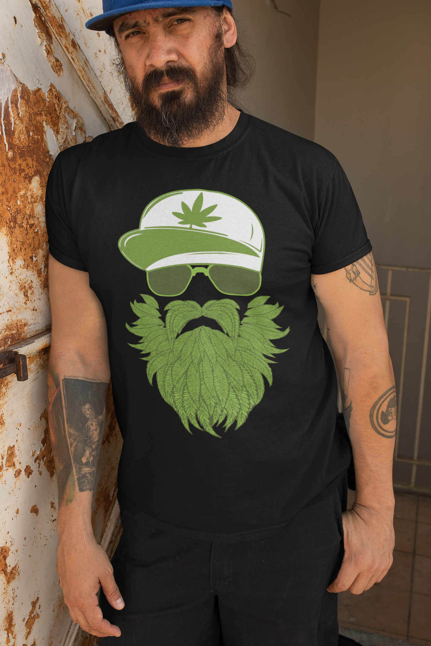 Weedman Beard Guy Tee Shirt – Bearded Skull Cannabis Graphic T-Shirt for Chill Vibes & Bold Style