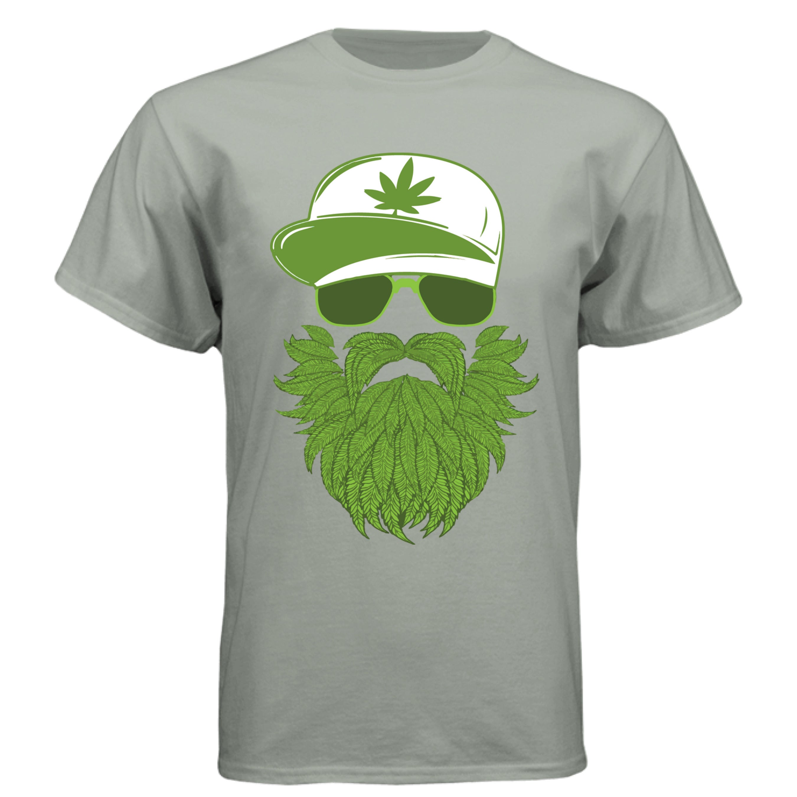 Weedman Beard Guy Tee Shirt – Bearded Skull Cannabis Graphic T-Shirt for Chill Vibes & Bold Style Stonewashed Green - FRONT