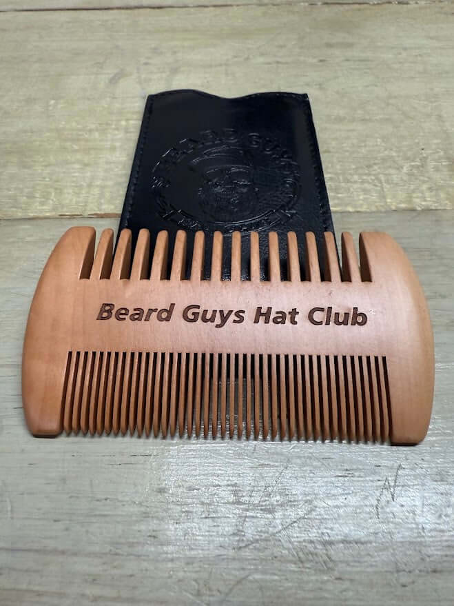 Wooden Beard Comb And Leather Case