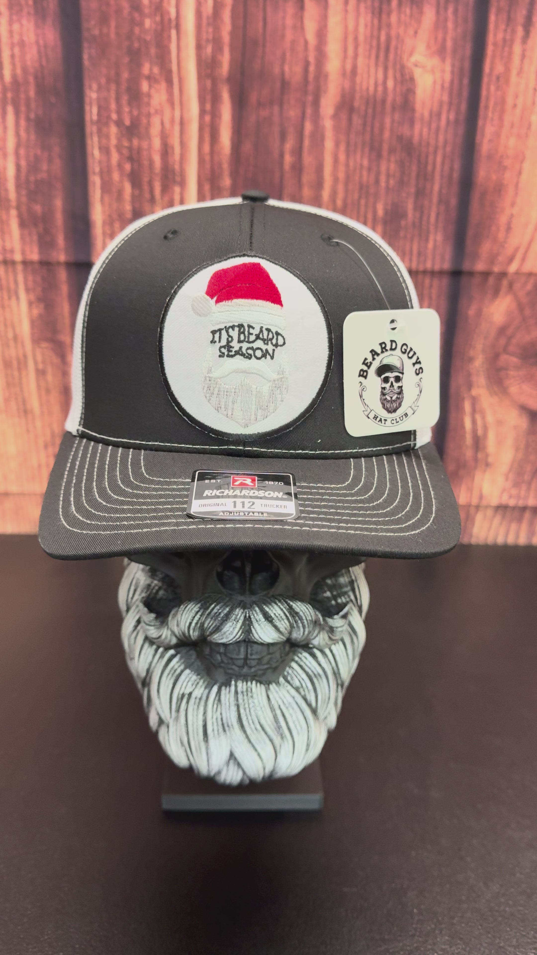 Holiday Skull Trucker Hat –Bearded Santa Christmas Beard Season