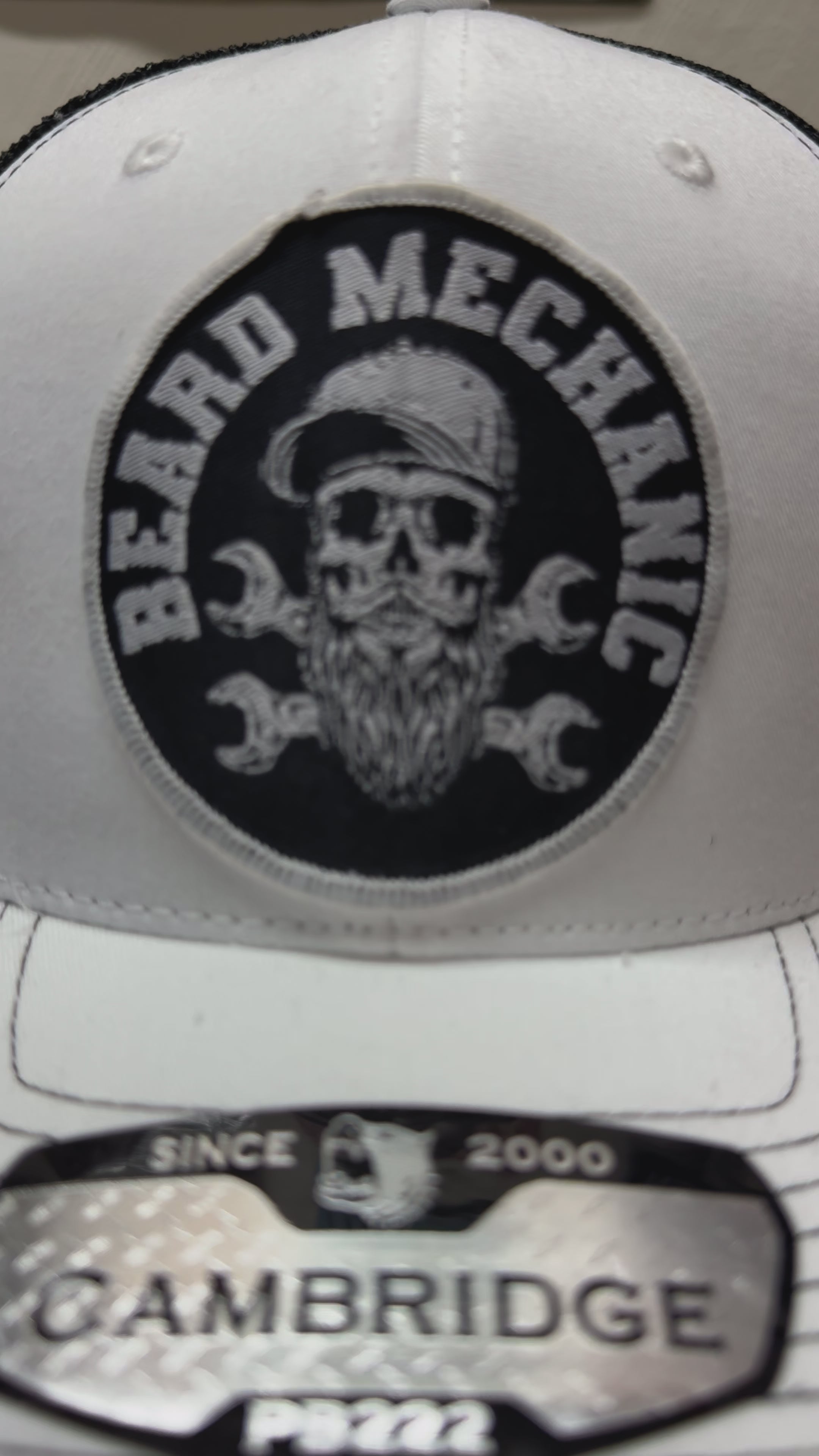 Beard Skull Embroidered Patch Mechanic Trucker Hat - Fun Gift for Beard Enthusiasts - Gift for Beard Lovers -Comes With A Free Beard Sticker (Copy)