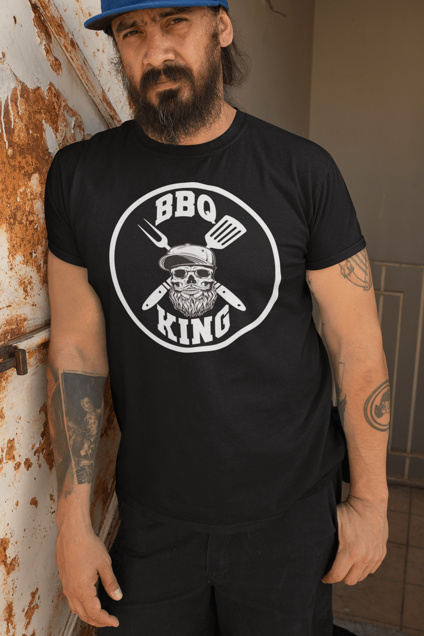 Bearded BBQ King Tee Shirt Great For Cooks With Beards Beard Guys Hat Club