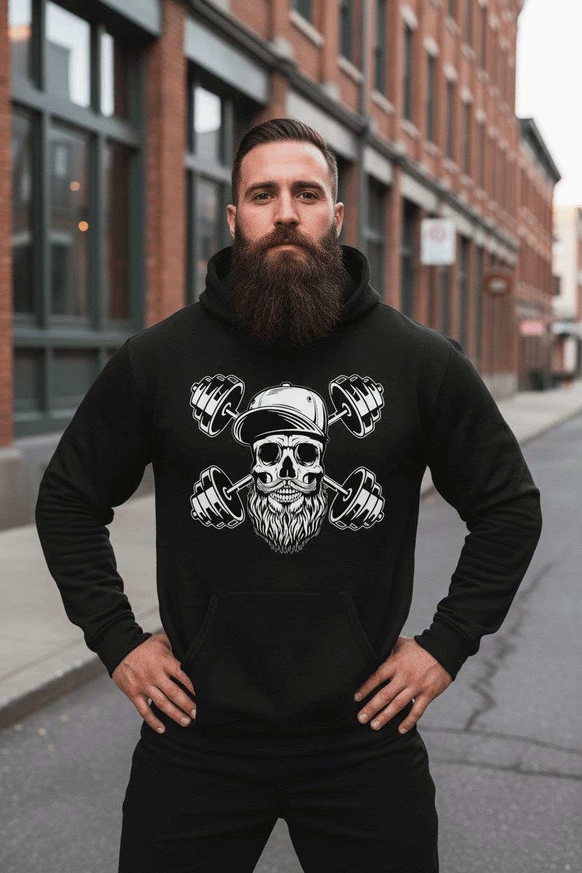 bearded skull weightlifting hoodiebearded skull weightlifting hoodie