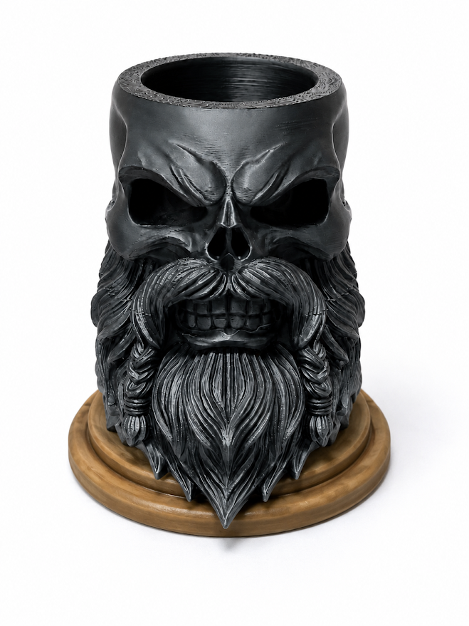 Bearded Skull Pen Holder – 3D Printed Desk Organizer | Beard Guys Hat Club