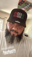 Man wearing a Bearded Rednexican Trucker Hat with a beard, showcasing Southern and Mexican pride.