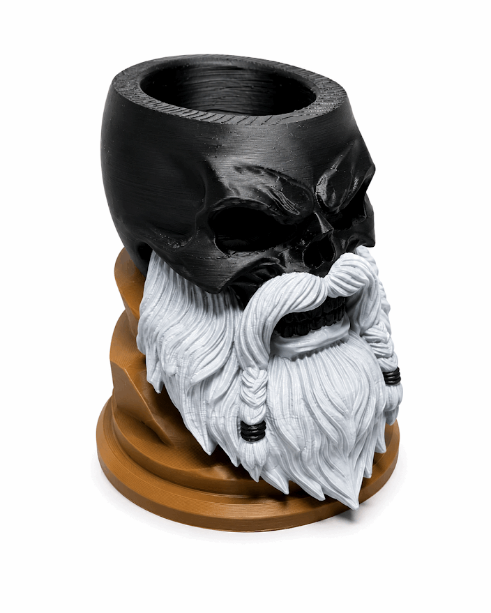 Bearded Skull Pen Holder – 3D Printed Desk Organizer | Beard Guys Hat Club