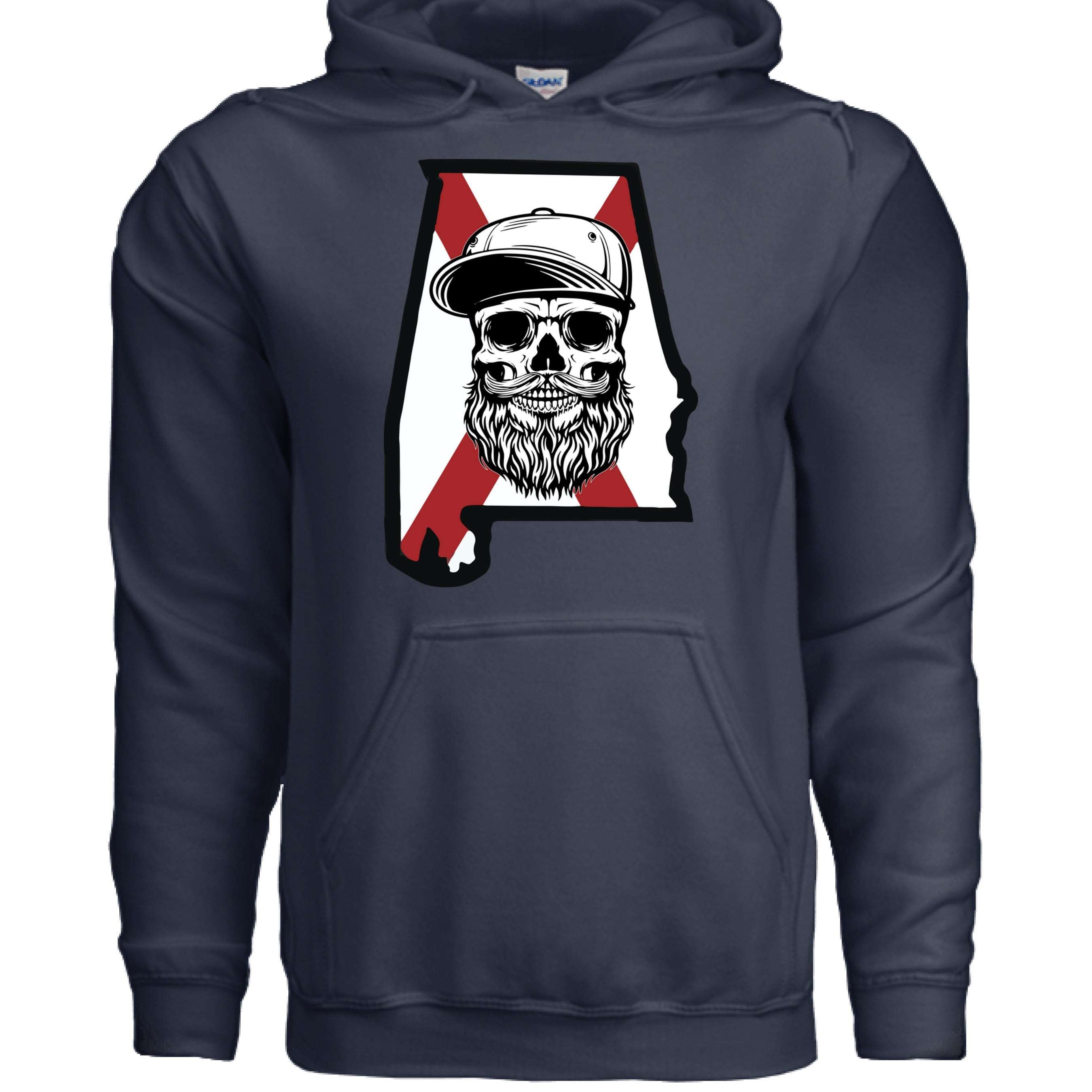 Alabama Bearded Skull Hoodie Southern Pride for the Bearded Legend NAVY - FRONT