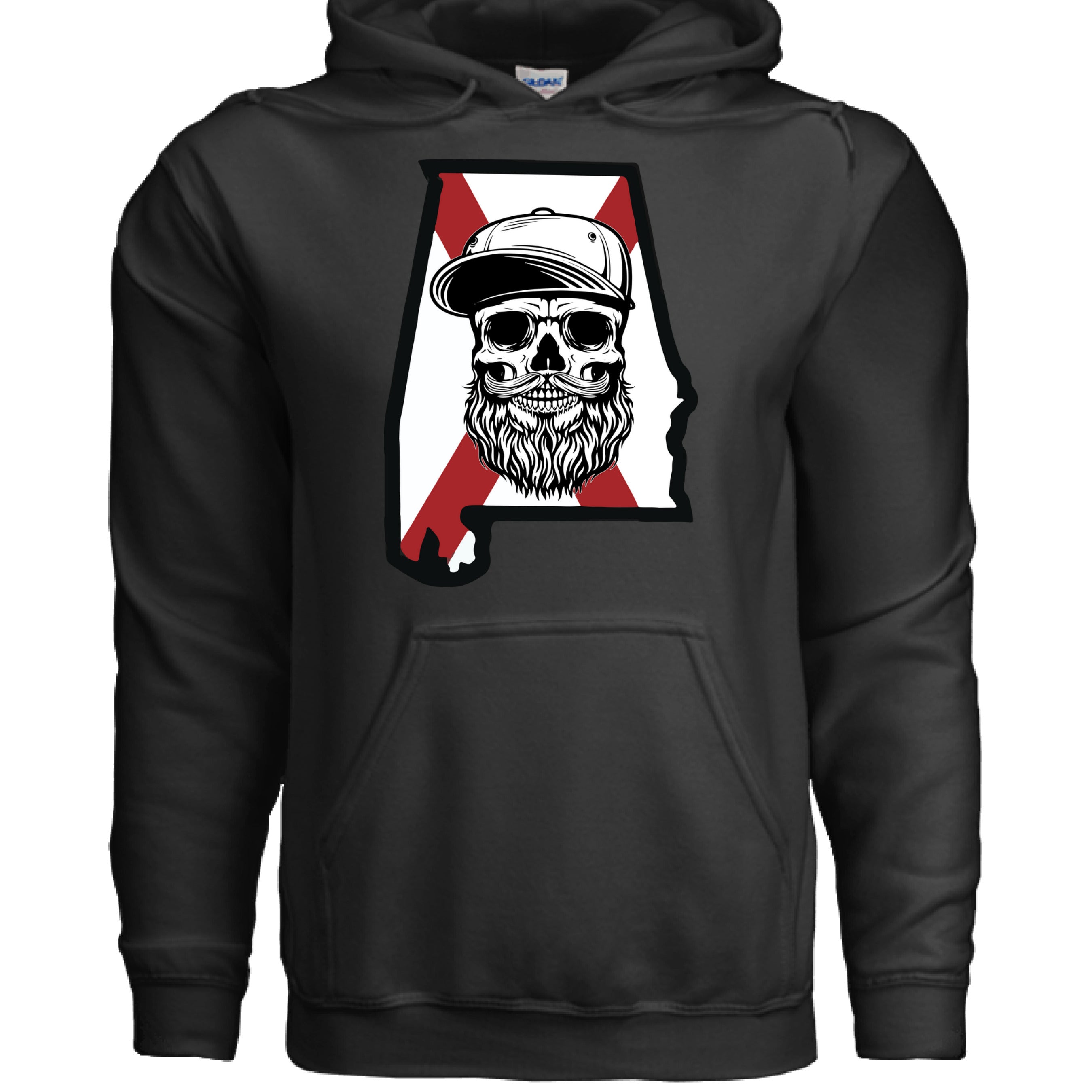 Alabama Bearded Skull Hoodie Southern Pride for the Bearded Legend BLACK - FRONT