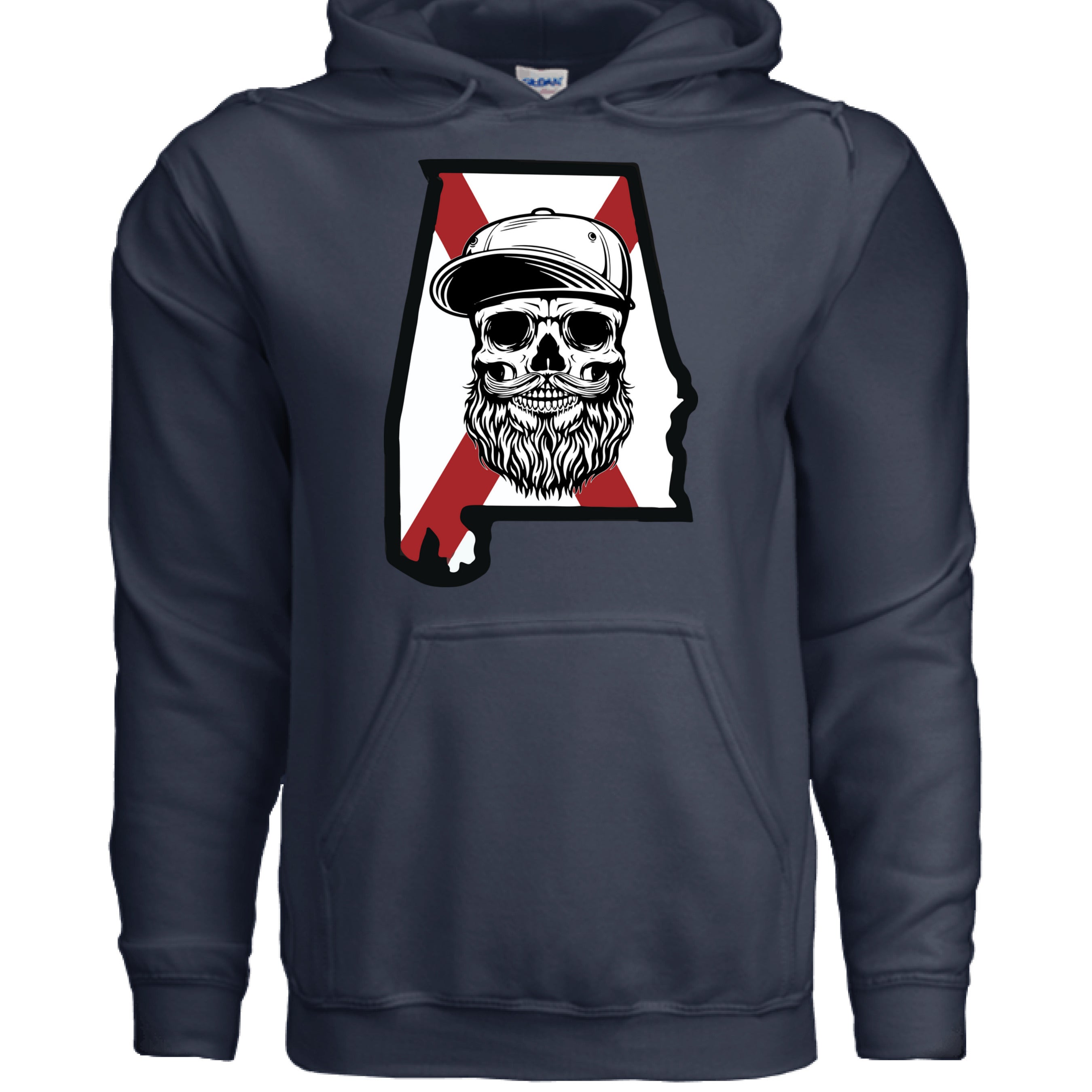 Alabama Bearded Skull Hoodie Southern Pride for the Bearded Legend NAVY - FRONT