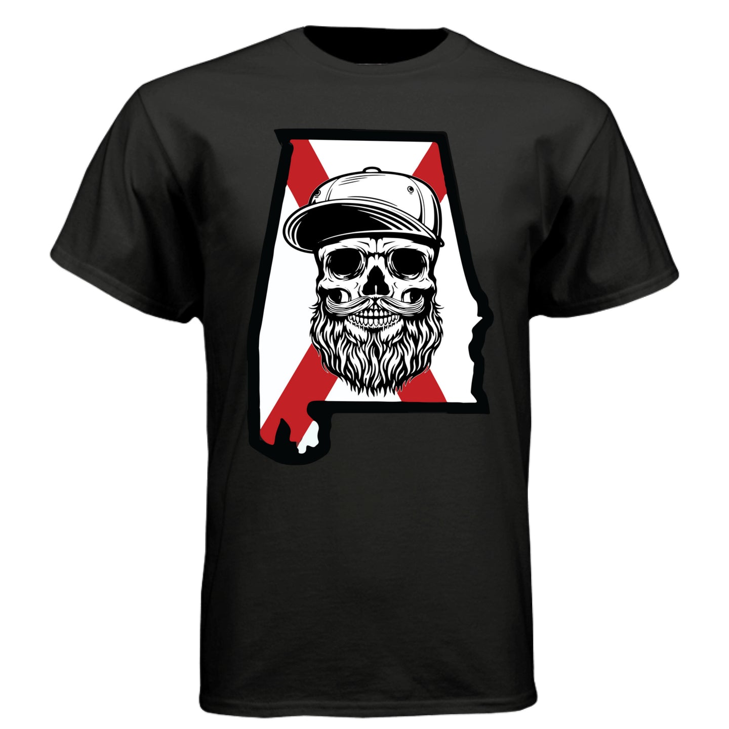 Alabama Bearded Skull T-Shirt – Southern Pride for the Bearded Legend