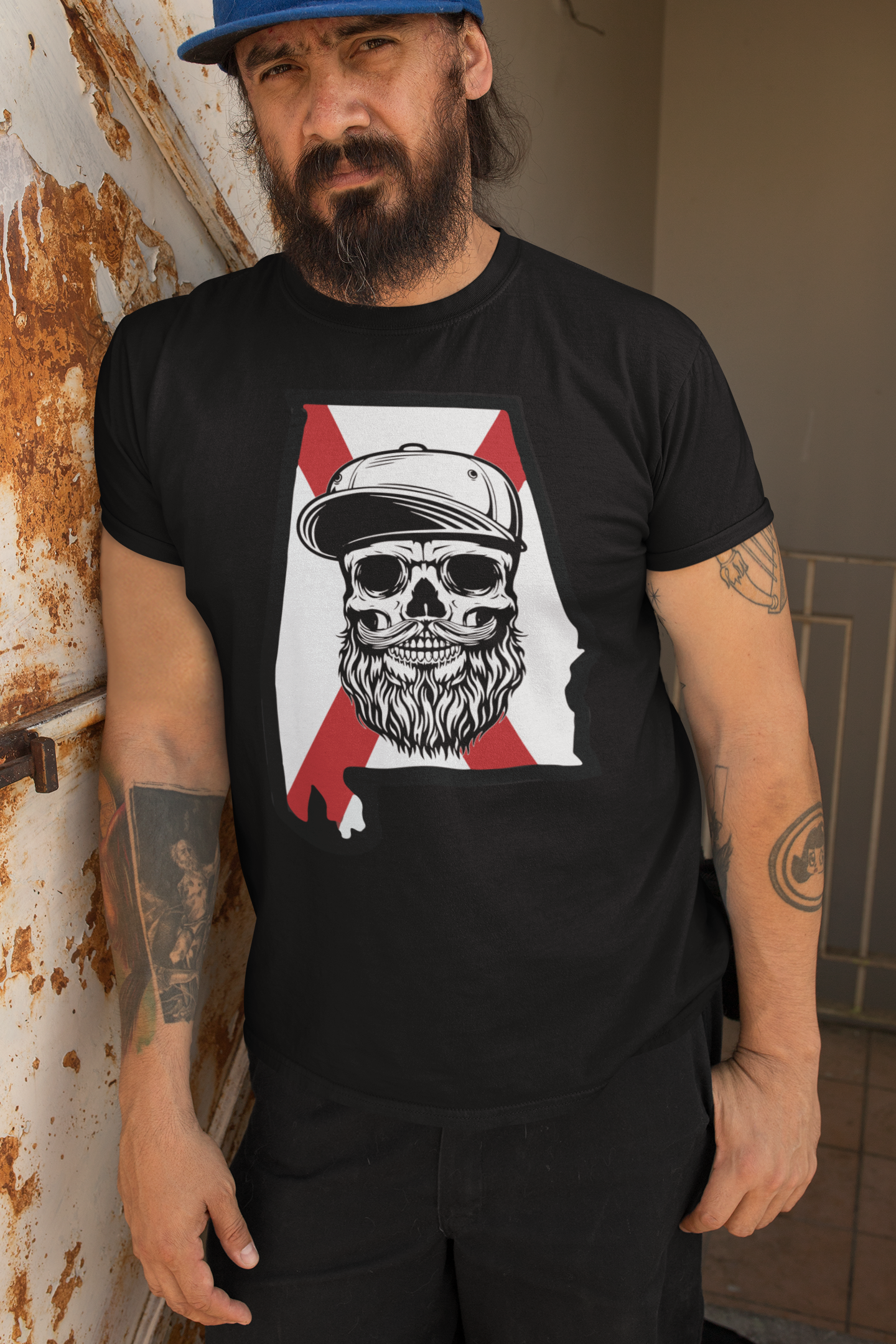 Alabama Bearded Skull T-Shirt – Southern Pride for the Bearded Legend